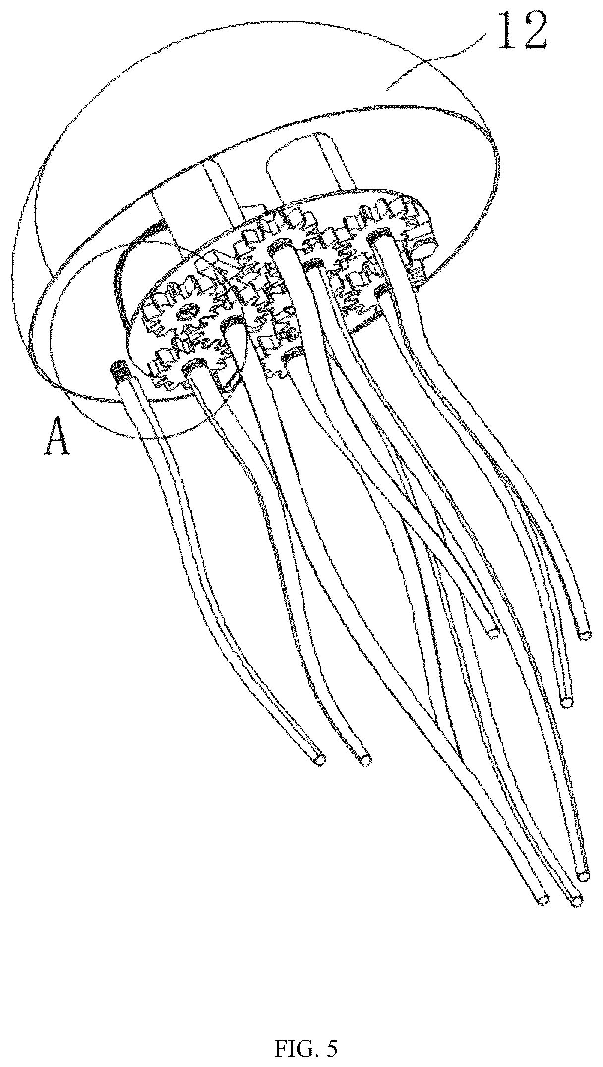 Patent US12129976 Figure 5 – Tentacle animal bionic lamp