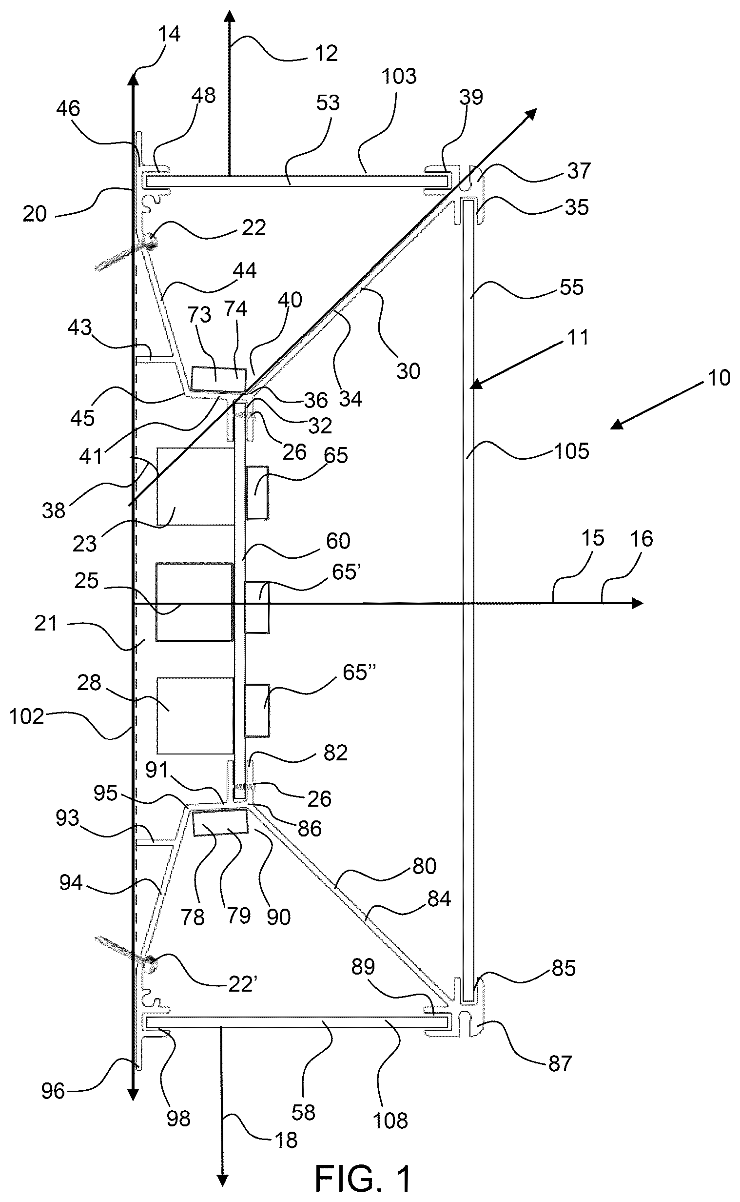 Patent US12129978 — Size adjustable light emitting diode light system with three light projection planes — Figure 1