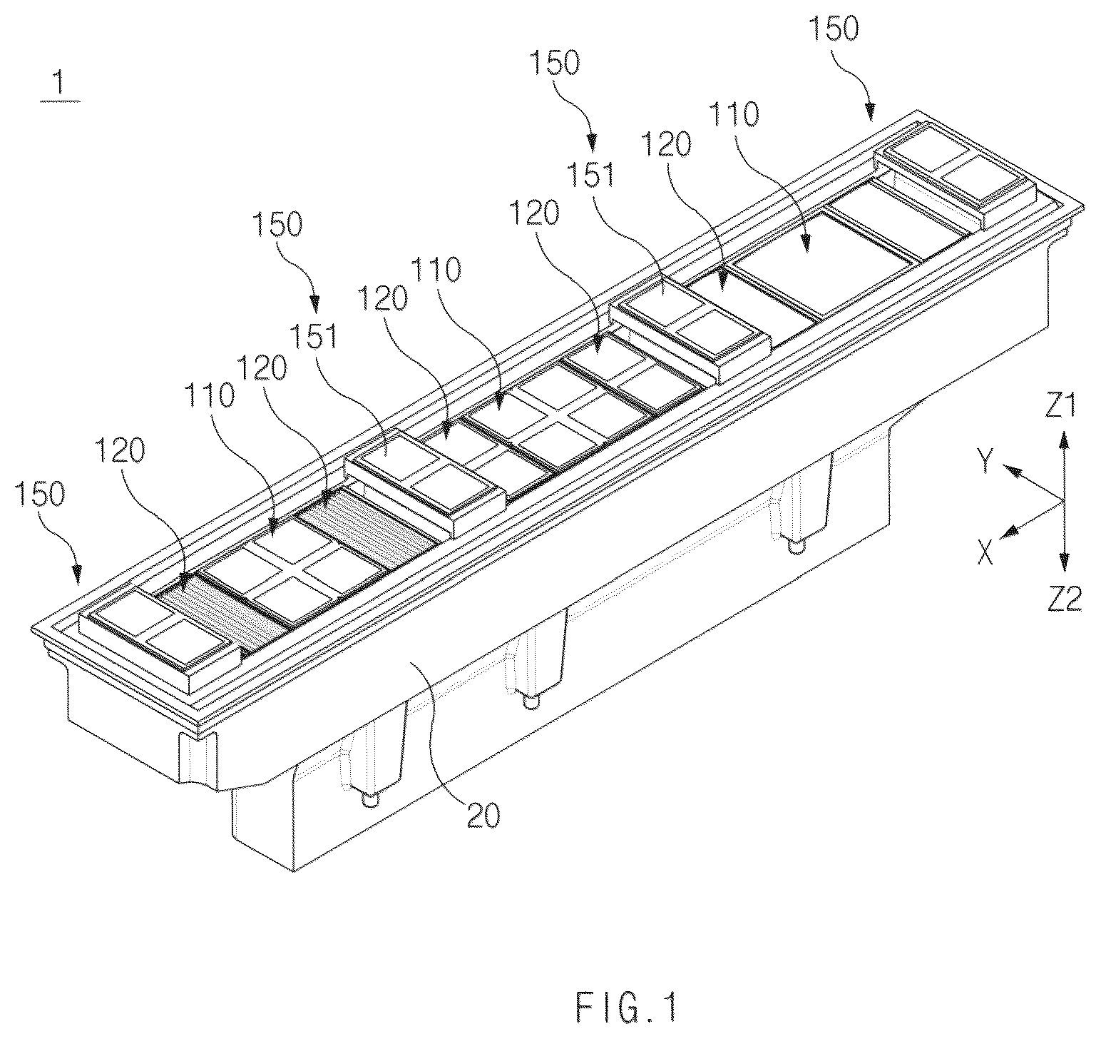 Patent US12129984 Figure 1 – Lamp for vehicle
