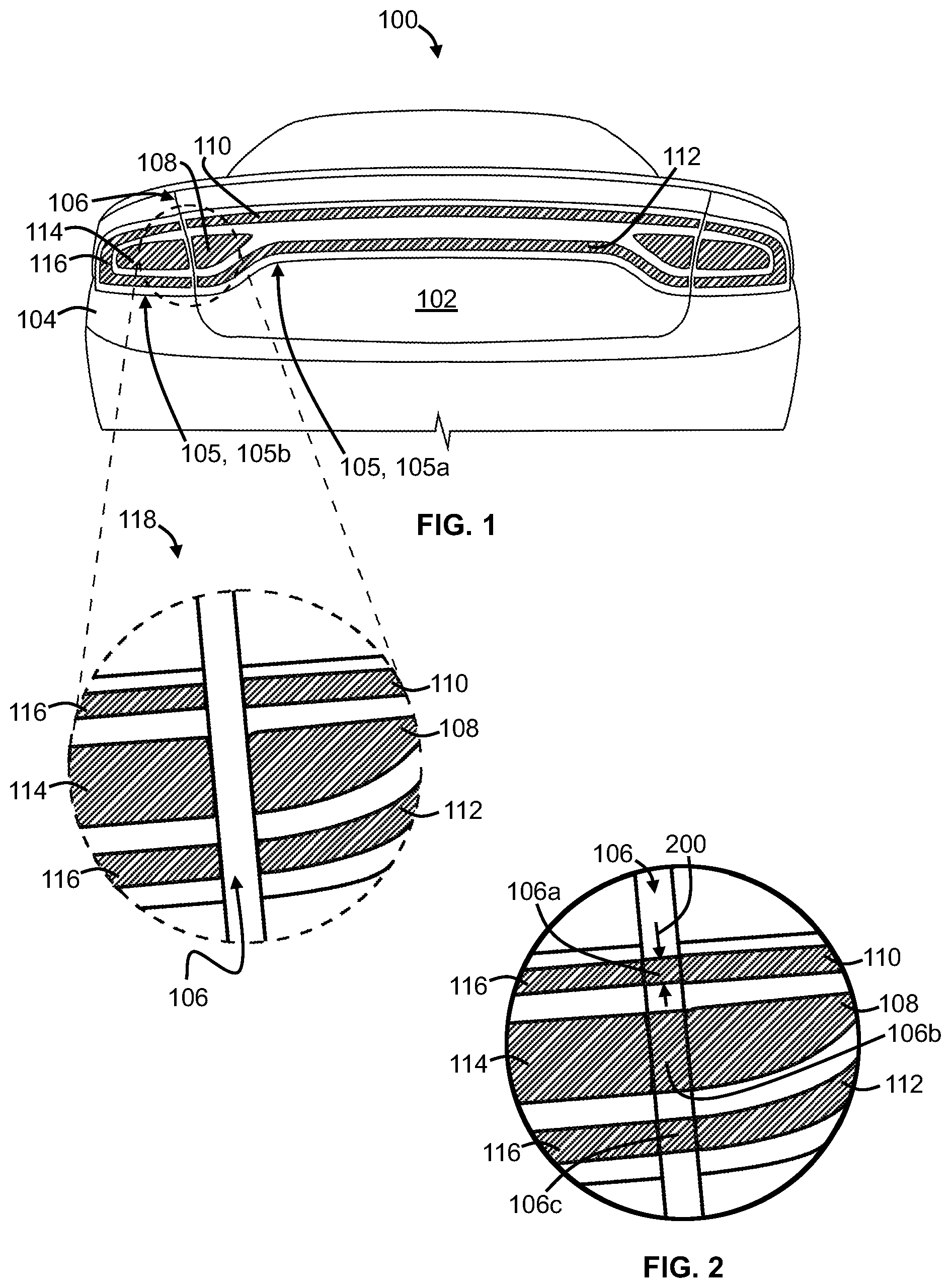 Patent US12129986 Figure 1 – Closeout with flexible light guide for gap lighting