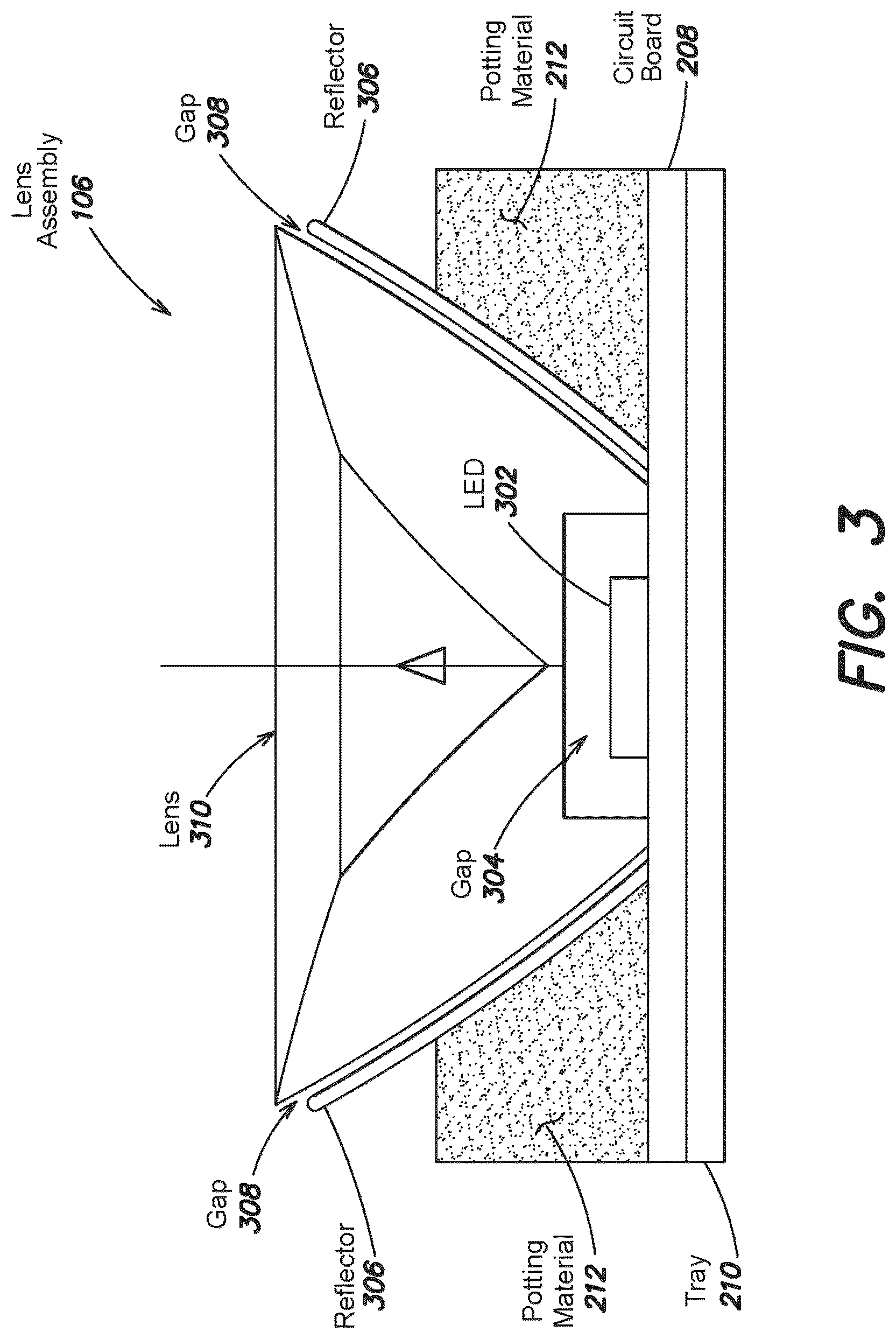 Patent US12129990 Figure 3 – Lighting system with lens assembly