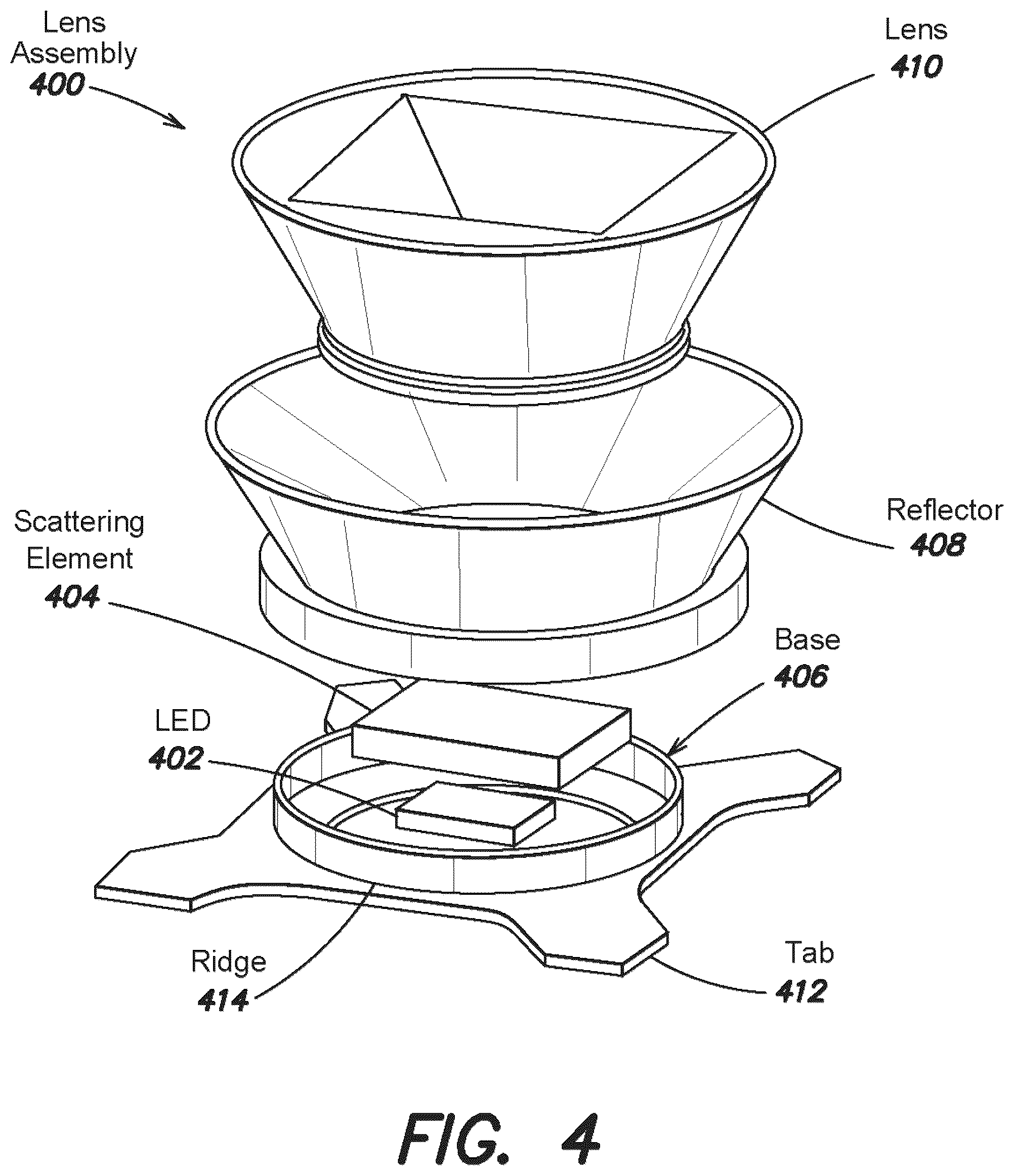 Patent US12129990 Figure 4 – Lighting system with lens assembly