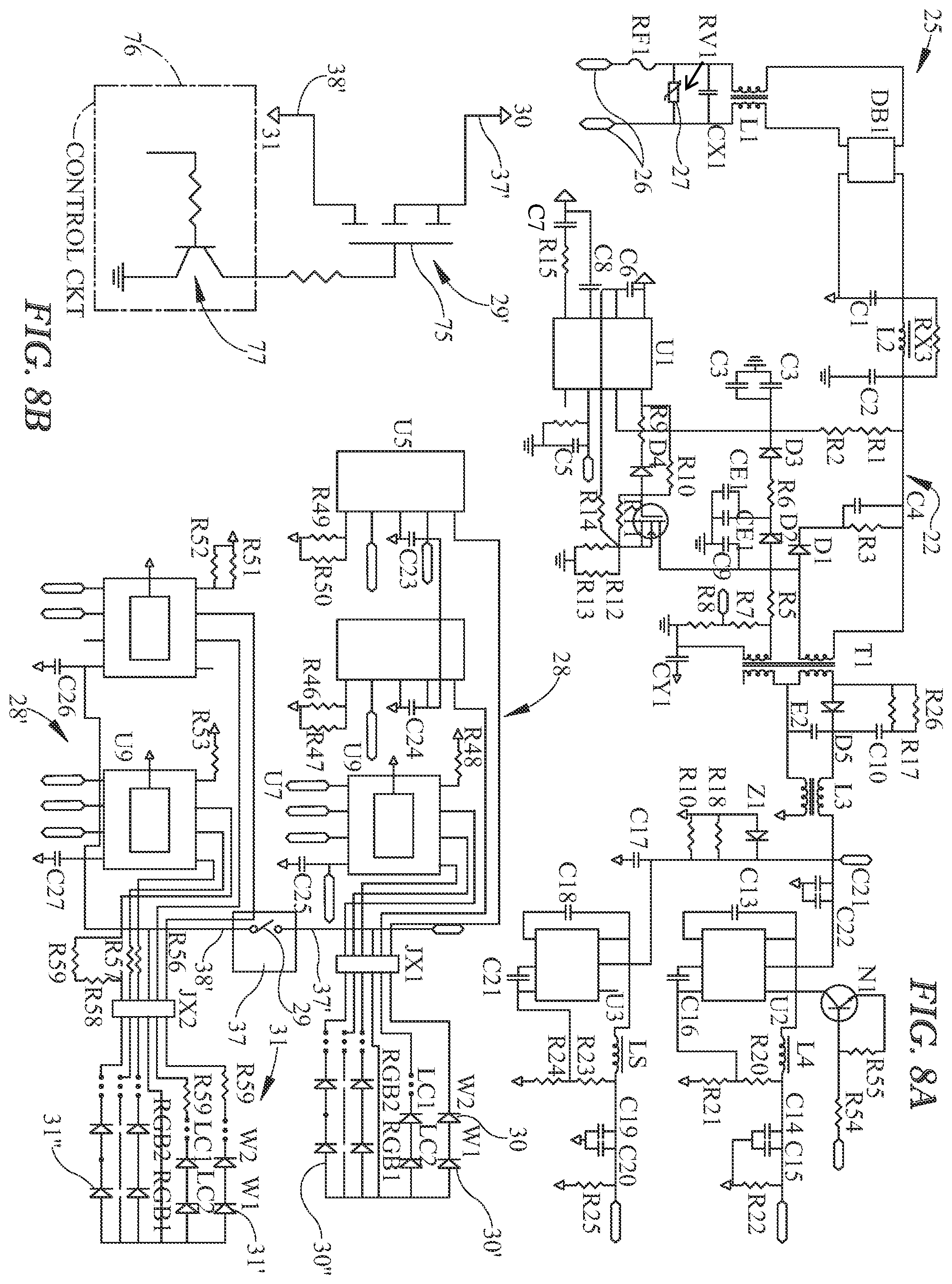 Patent US12129996 Figure 6 – Duo LED light fixture with a downlight source and an optionally operable upper light source