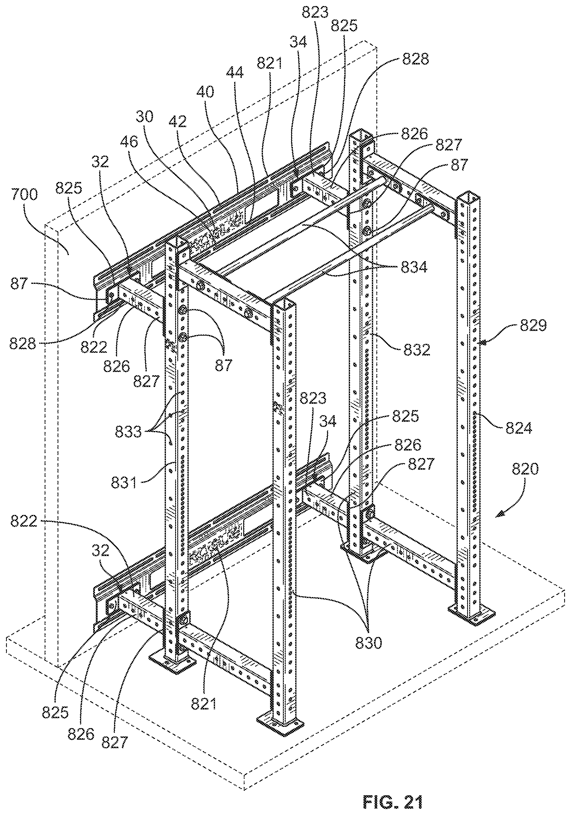 Patent US12134003 Figure 18 – Weightlifting rack assembly and wall mount bracket for a weightlifting rack assembly