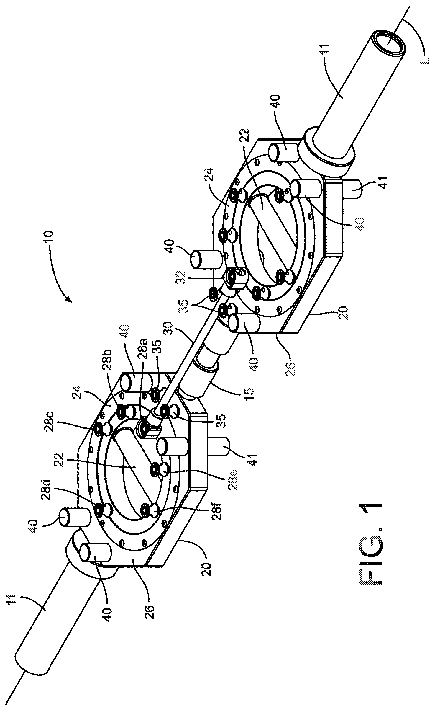 Patent US12134005 — Exercise bar with dynamically rotating hand grips — Figure 1