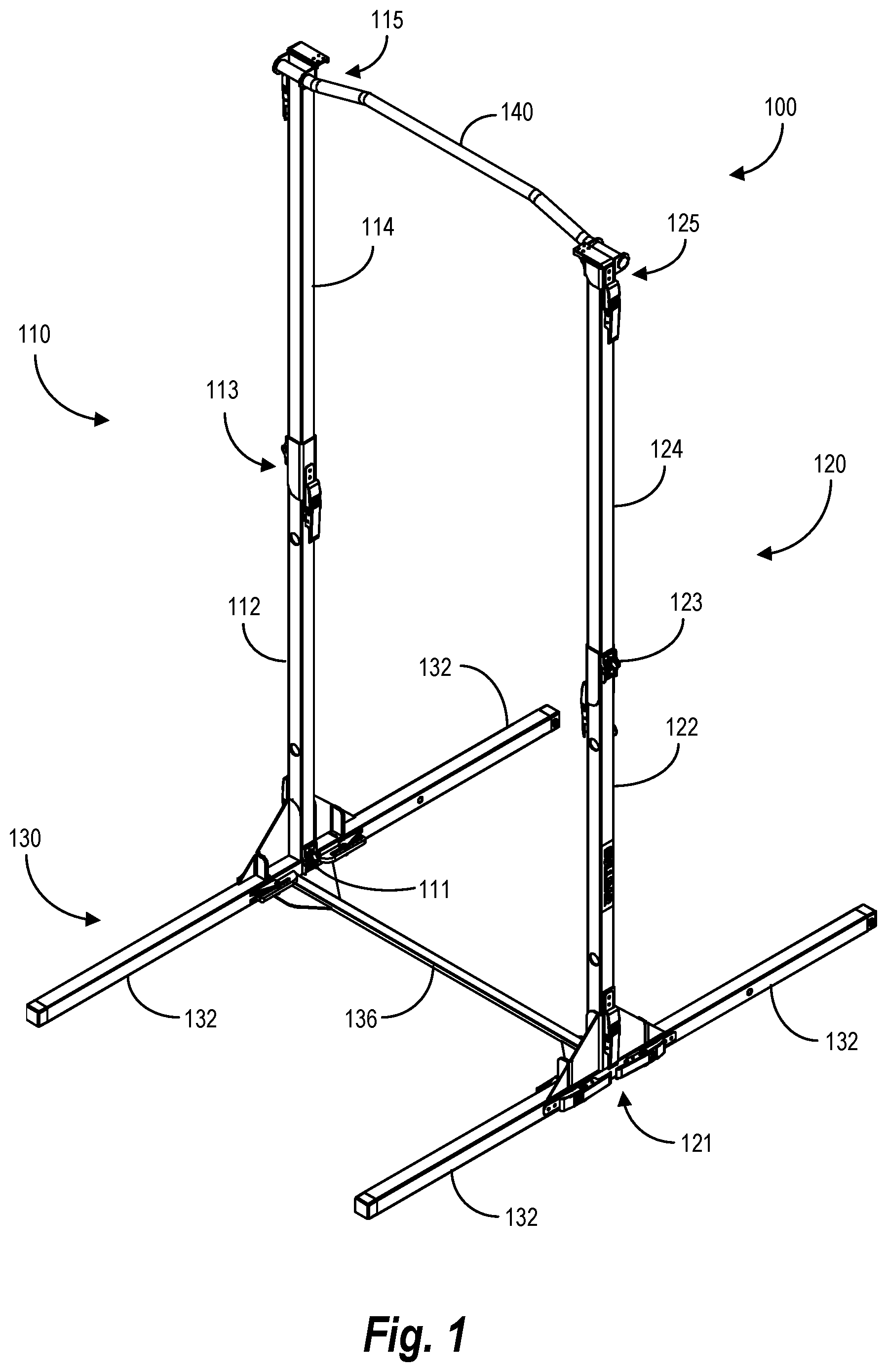 Patent US12134006 — Collapsible freestanding exercise station — Figure 1