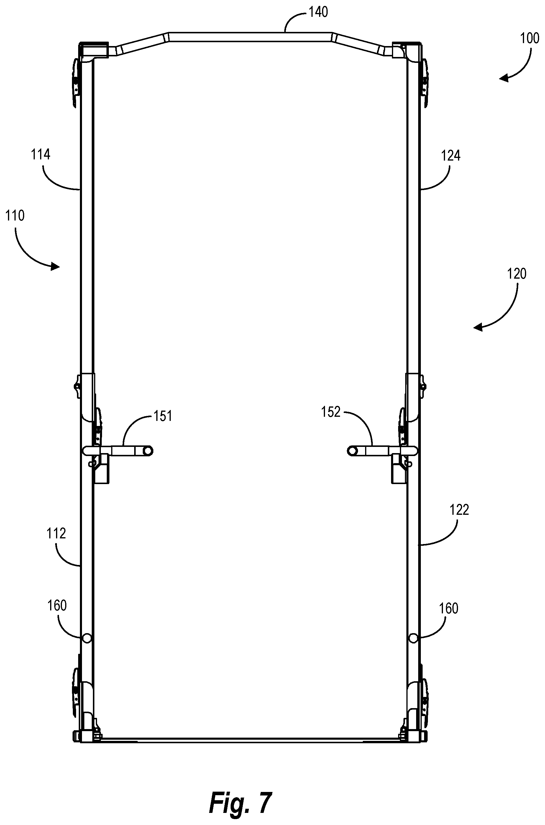 Patent US12134006 Figure 7 – Collapsible freestanding exercise station