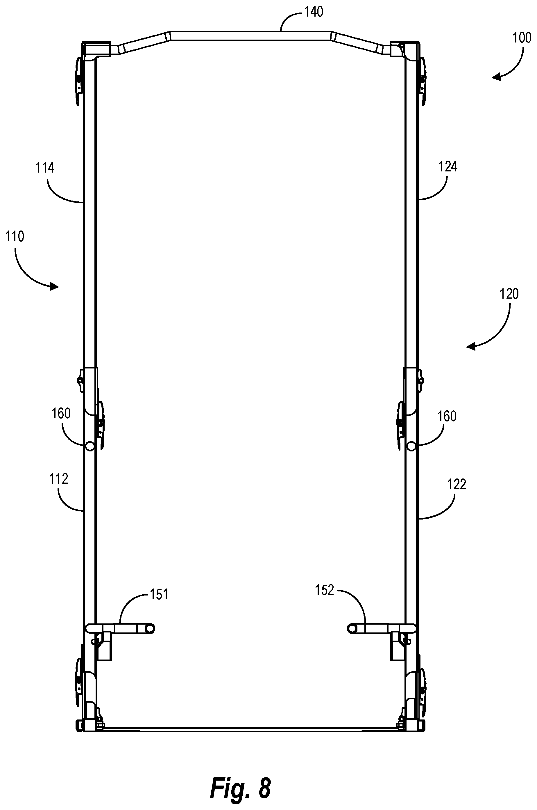 Patent US12134006 Figure 8 – Collapsible freestanding exercise station