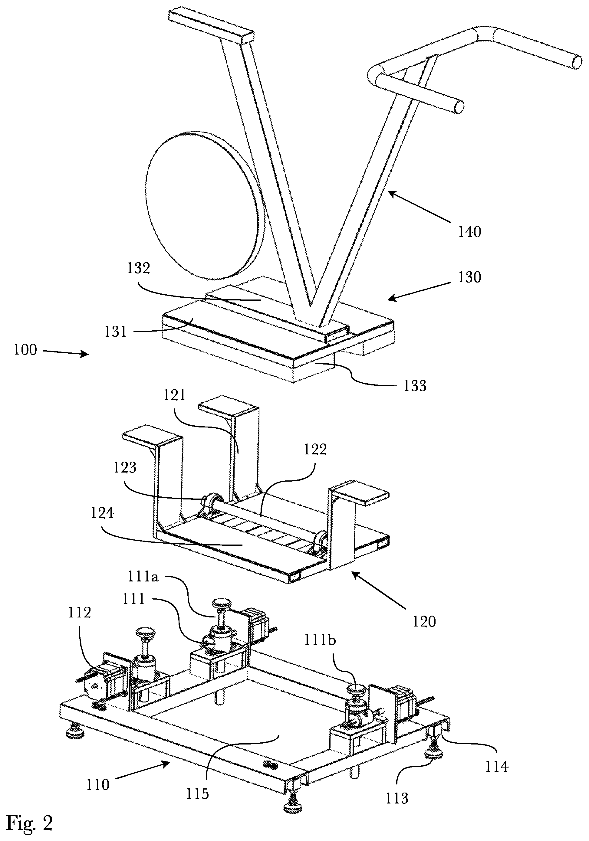 Patent US12134008 Figure 2 – Exercise machine platform for emulation of realistic movement