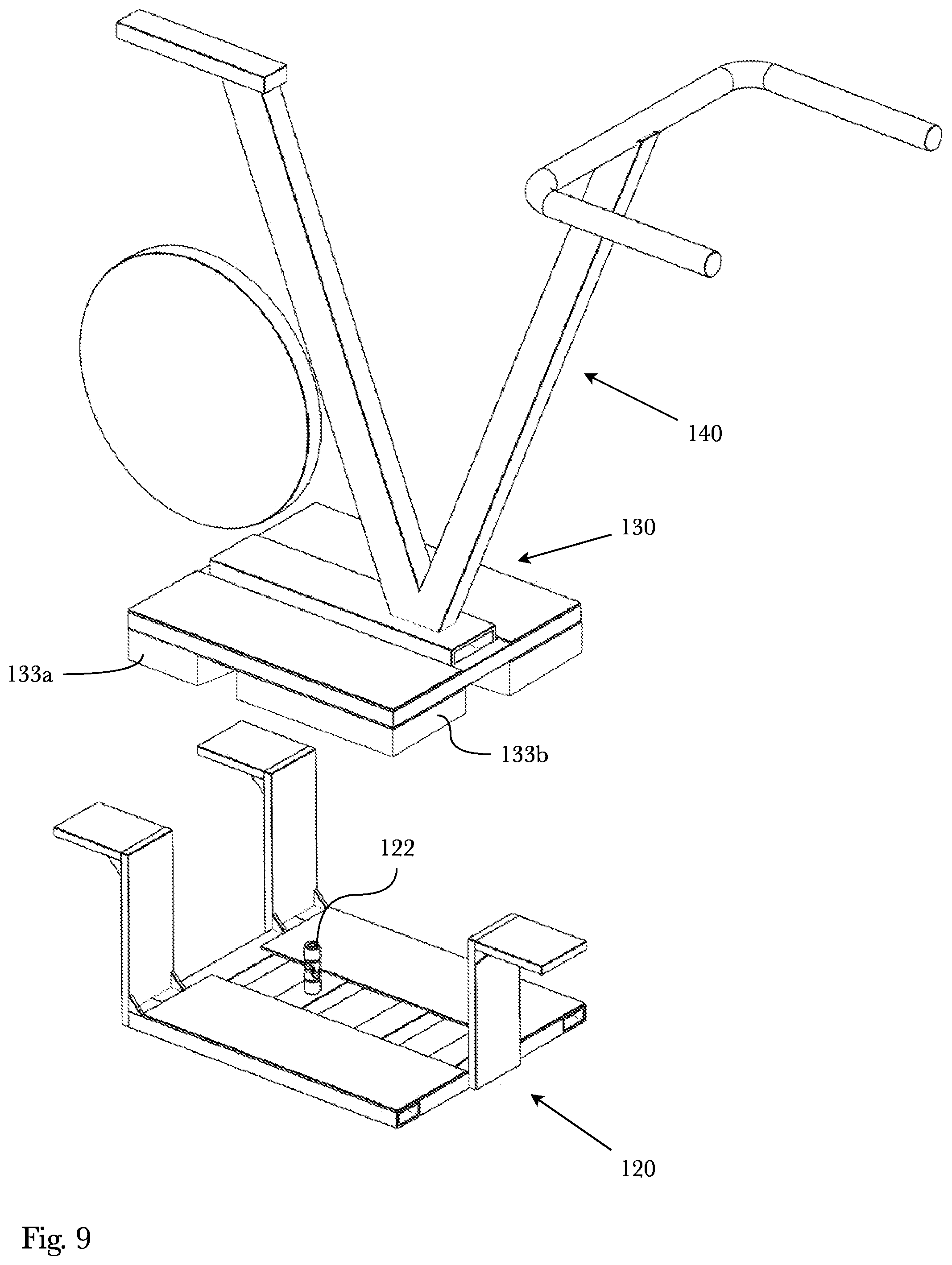 Patent US12134008 Figure 9 – Exercise machine platform for emulation of realistic movement