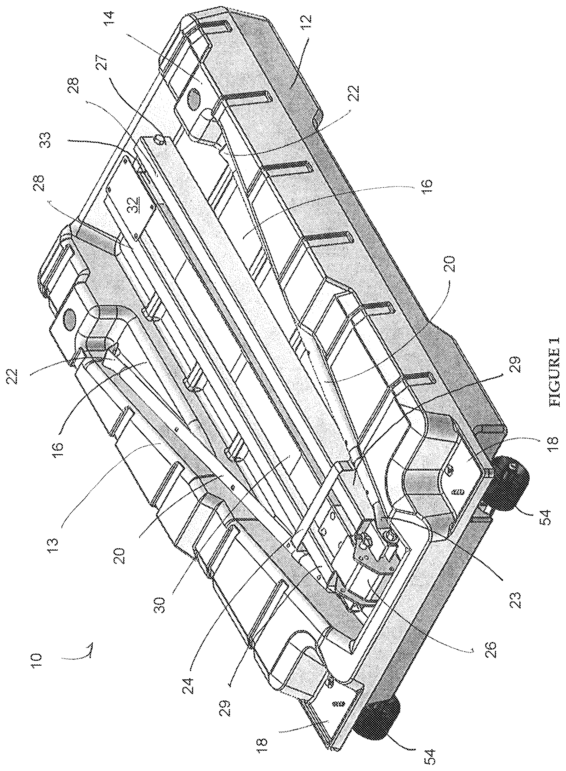 Patent US12134016 Figure 1 – Portable basketball goal assembly