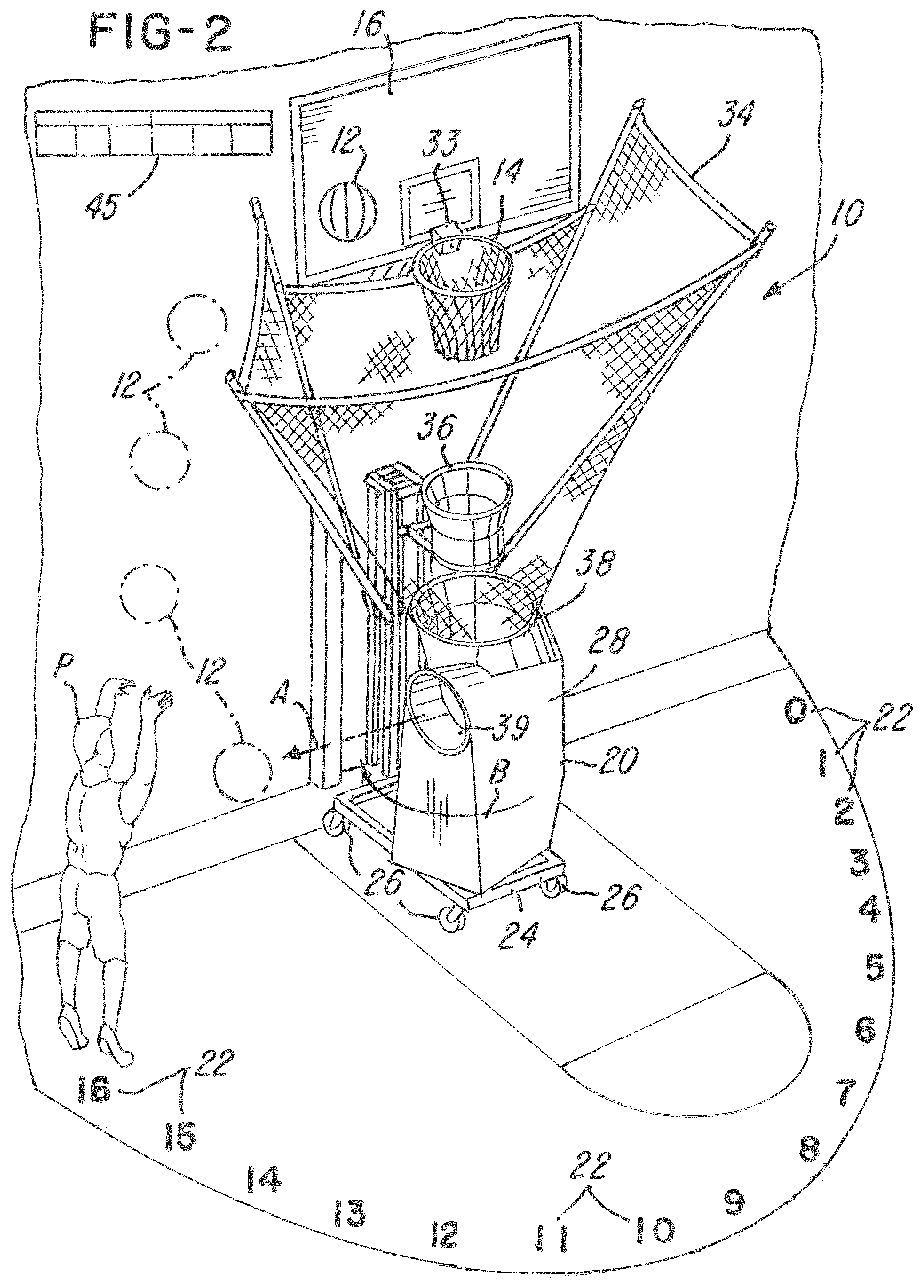 Patent US12134020 Figure 2 – System and method for improving a basketball player's shooting by remote access to shooting information and practice session replication