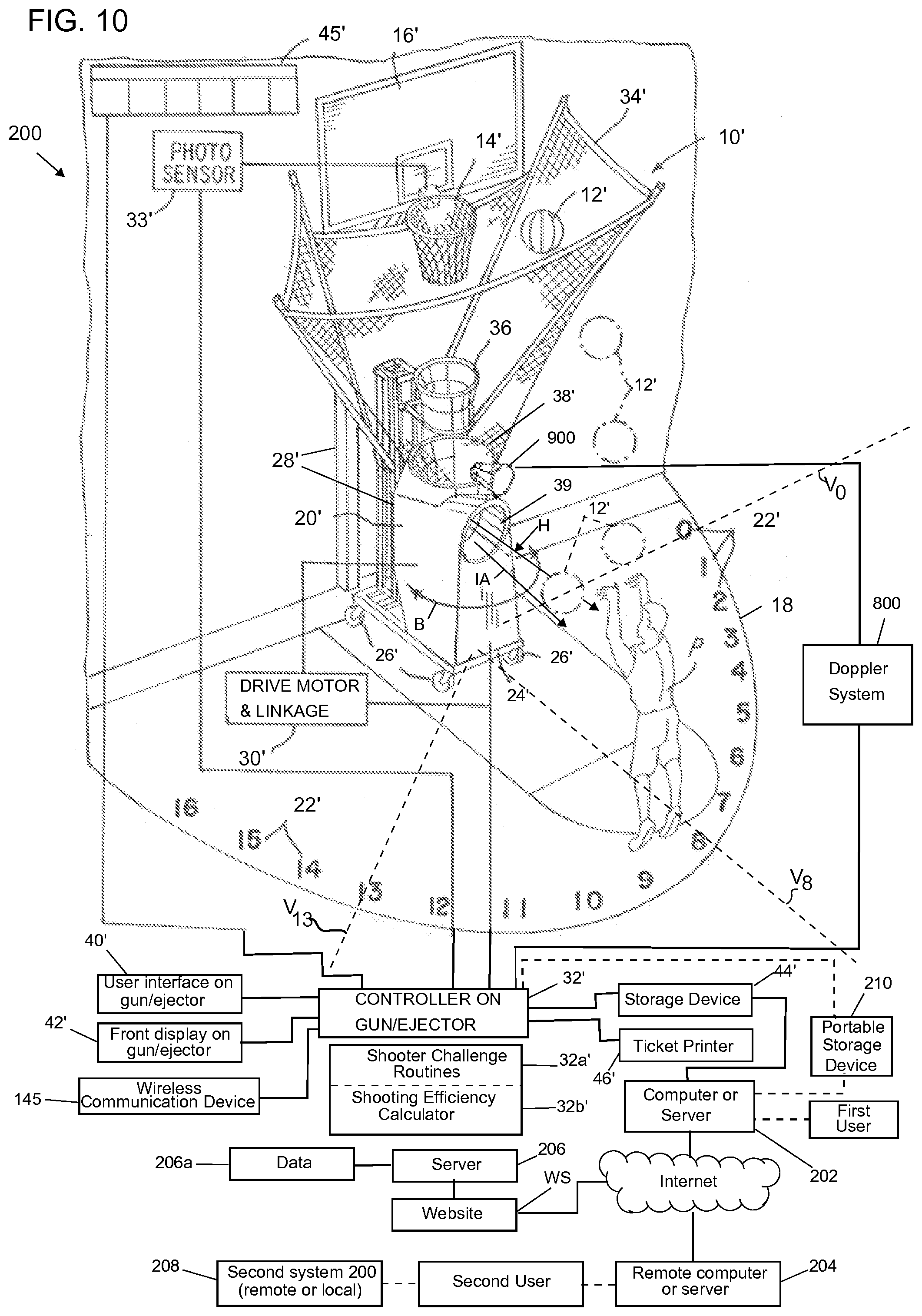 Patent US12134020 Figure 13 – System and method for improving a basketball player's shooting by remote access to shooting information and practice session replication
