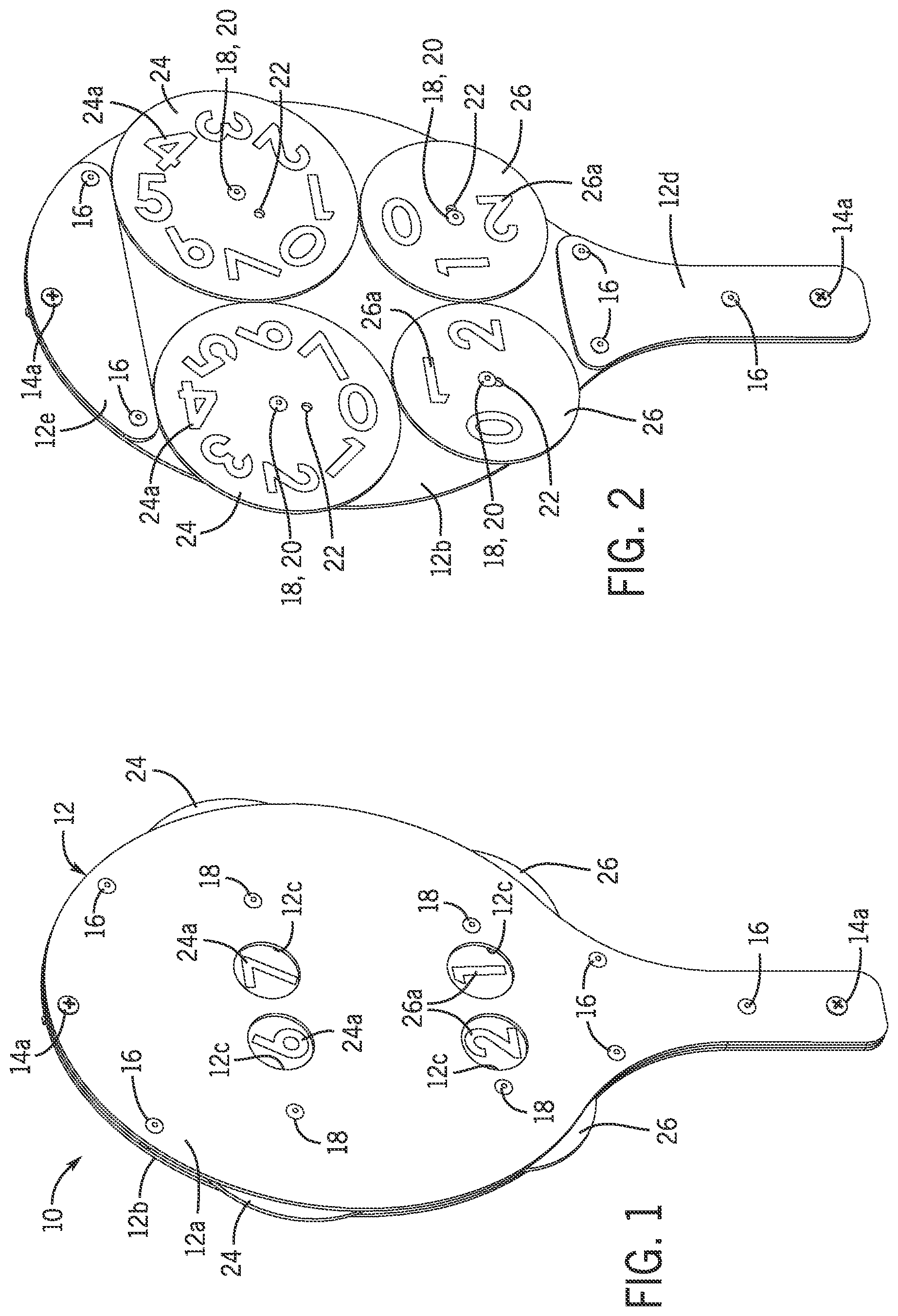 Patent US12134023 Figure 1 – Scoreboard for platform tennis