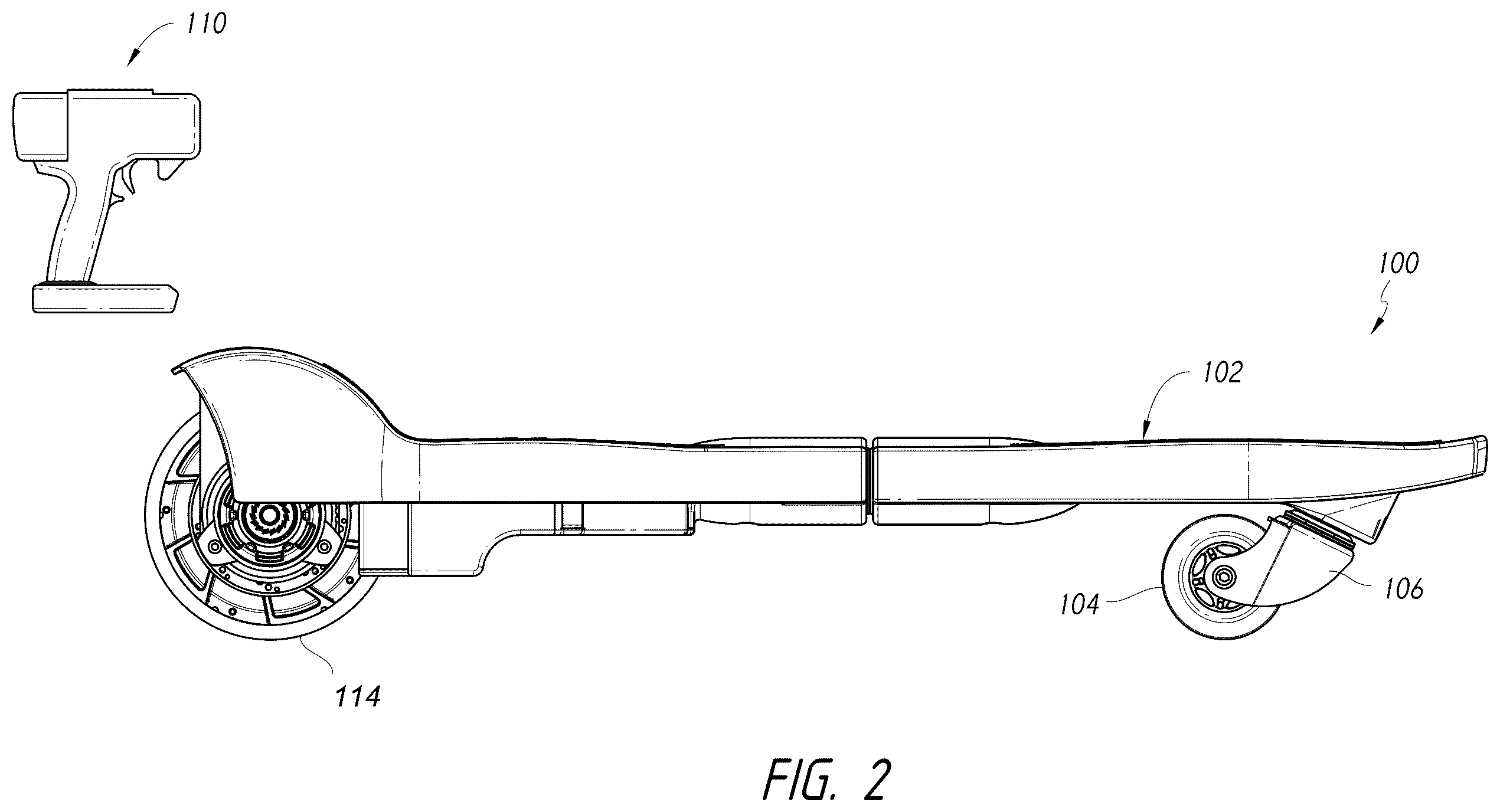 Patent US12134025 Figure 2 – Powered wheeled board