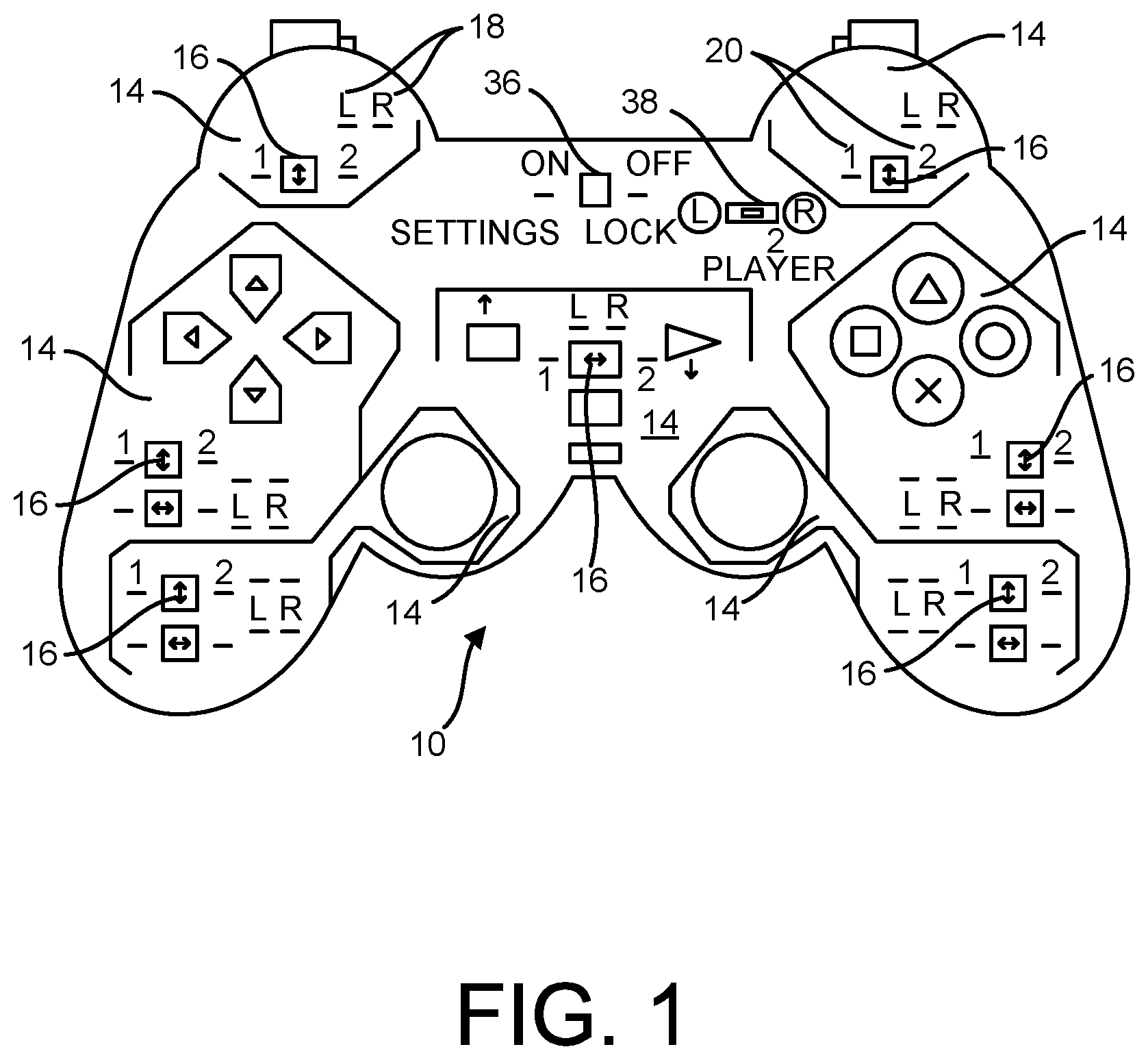 Patent US12134029 Figure 1 – Programmable hand-held video gaming controller system