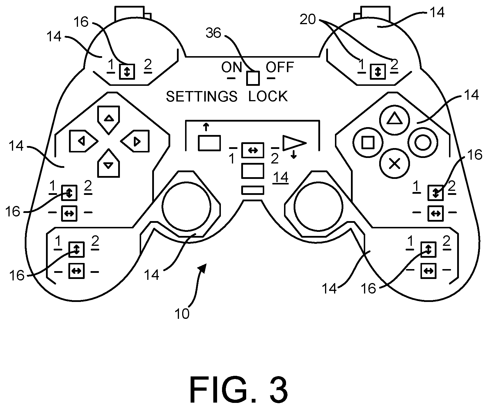 Patent US12134029 Figure 3 – Programmable hand-held video gaming controller system