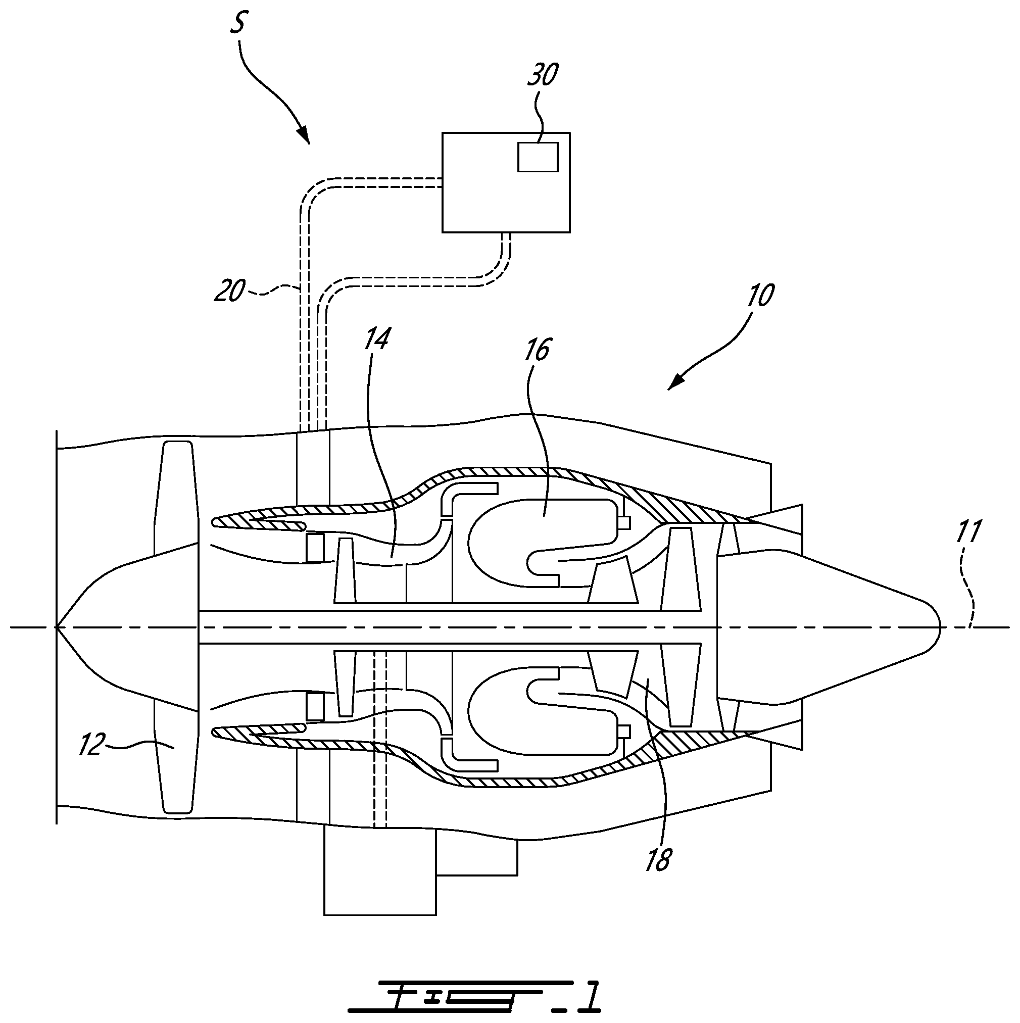 Patent US12134052 — Filter assembly for gas turbine engine — Figure 1