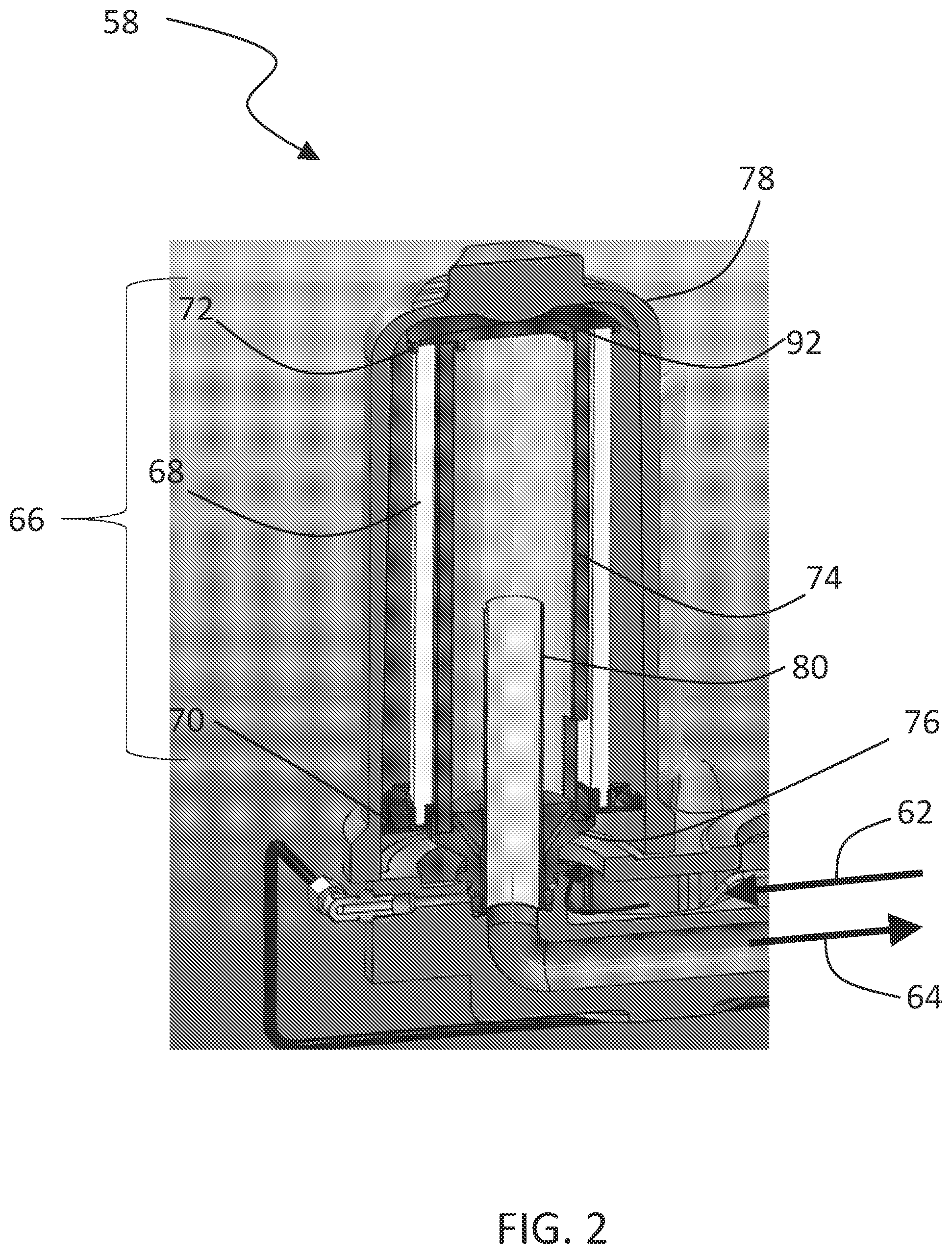 Patent US12134054 Figure 2 – Filter system and replaceable filter cartridge