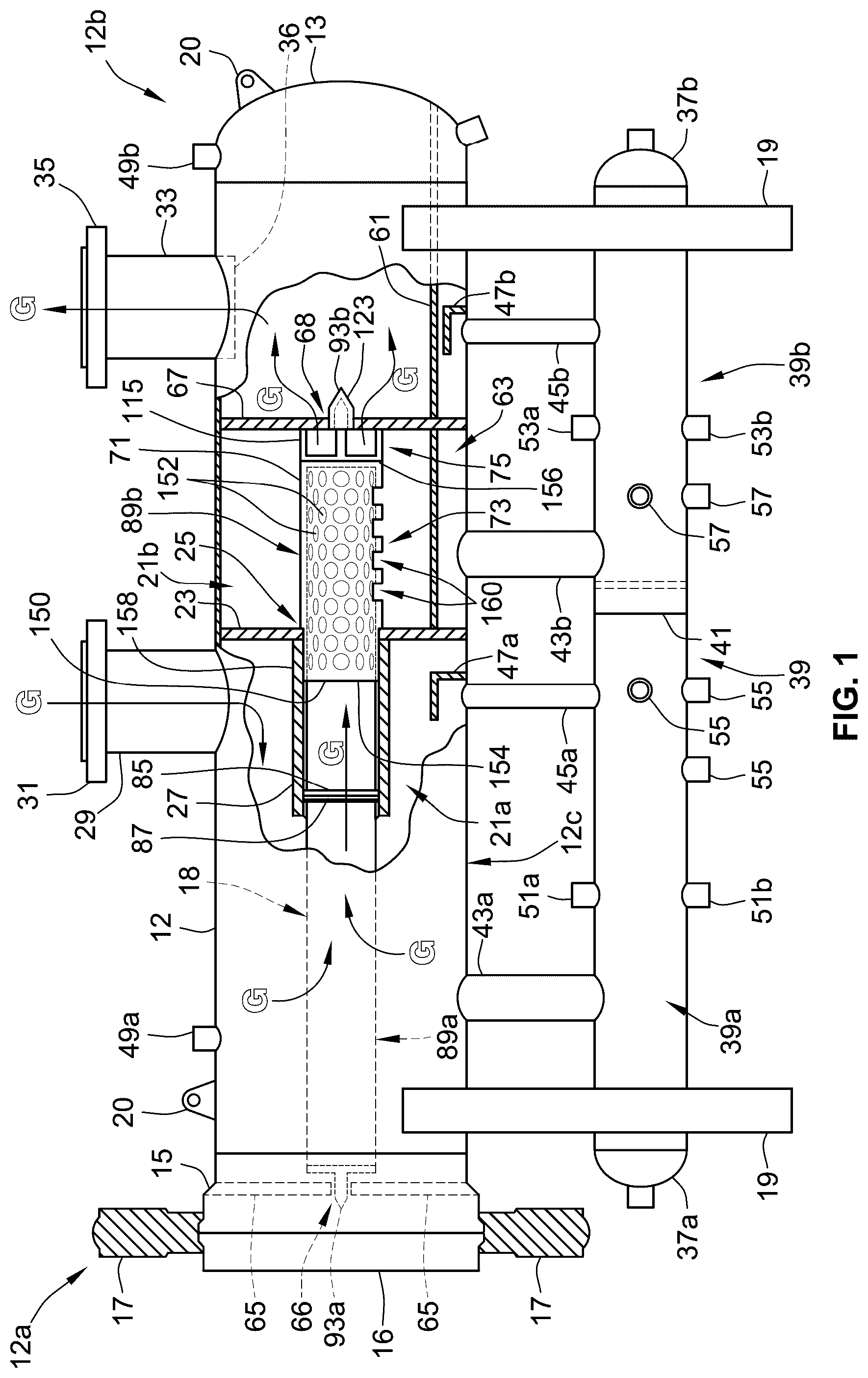 Patent US12134056 Figure 1 – Filter elements, coalescing baffles, filtration vessel and methods