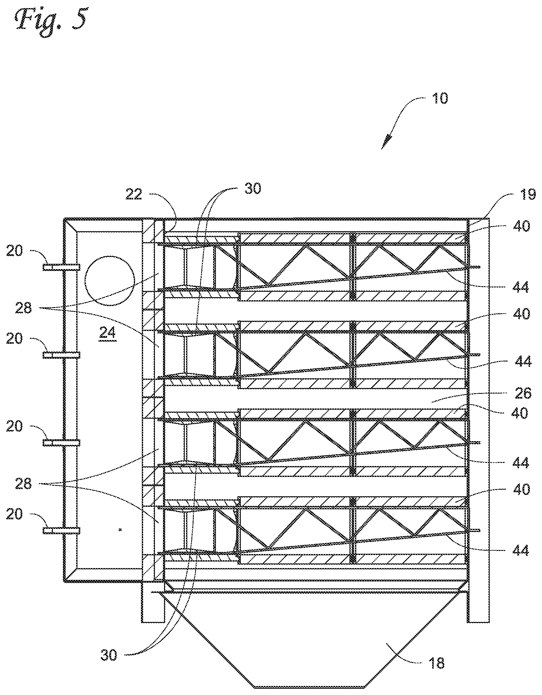 Patent US12134060 Figure 7 – Filter systems with dirty air chamber spacer elements and methods of using the same
