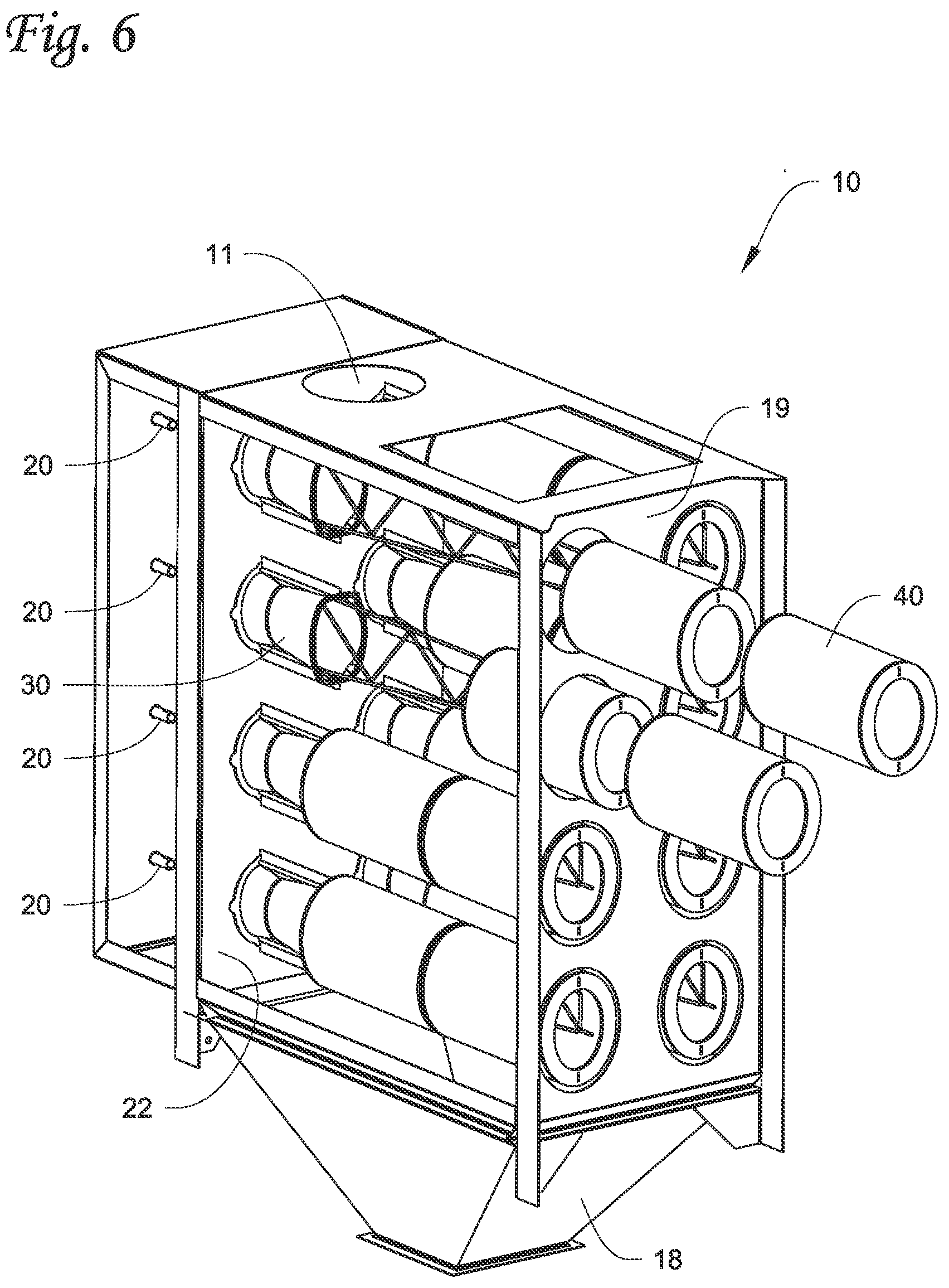 Patent US12134060 Figure 8 – Filter systems with dirty air chamber spacer elements and methods of using the same
