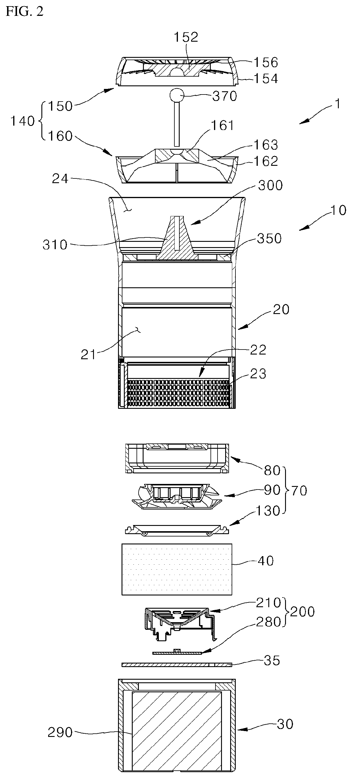 Patent US12134062 Figure 2 – Portable air purifier