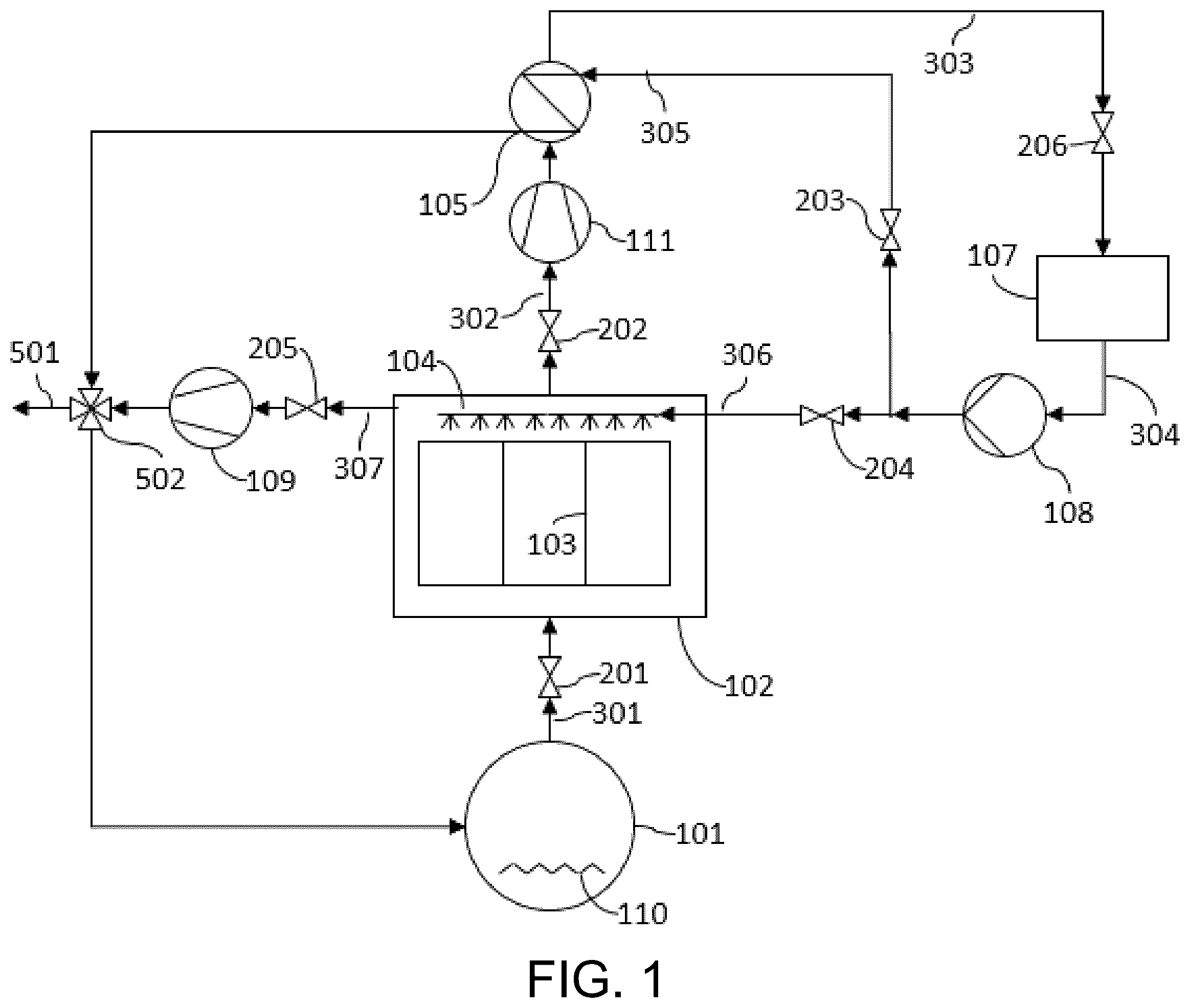 Patent US12134069 Figure 1 – Mechanical vapor re-compressor heat pump for separating CO 2 from water vapor in temperature-vacuum swing adsorption cycles