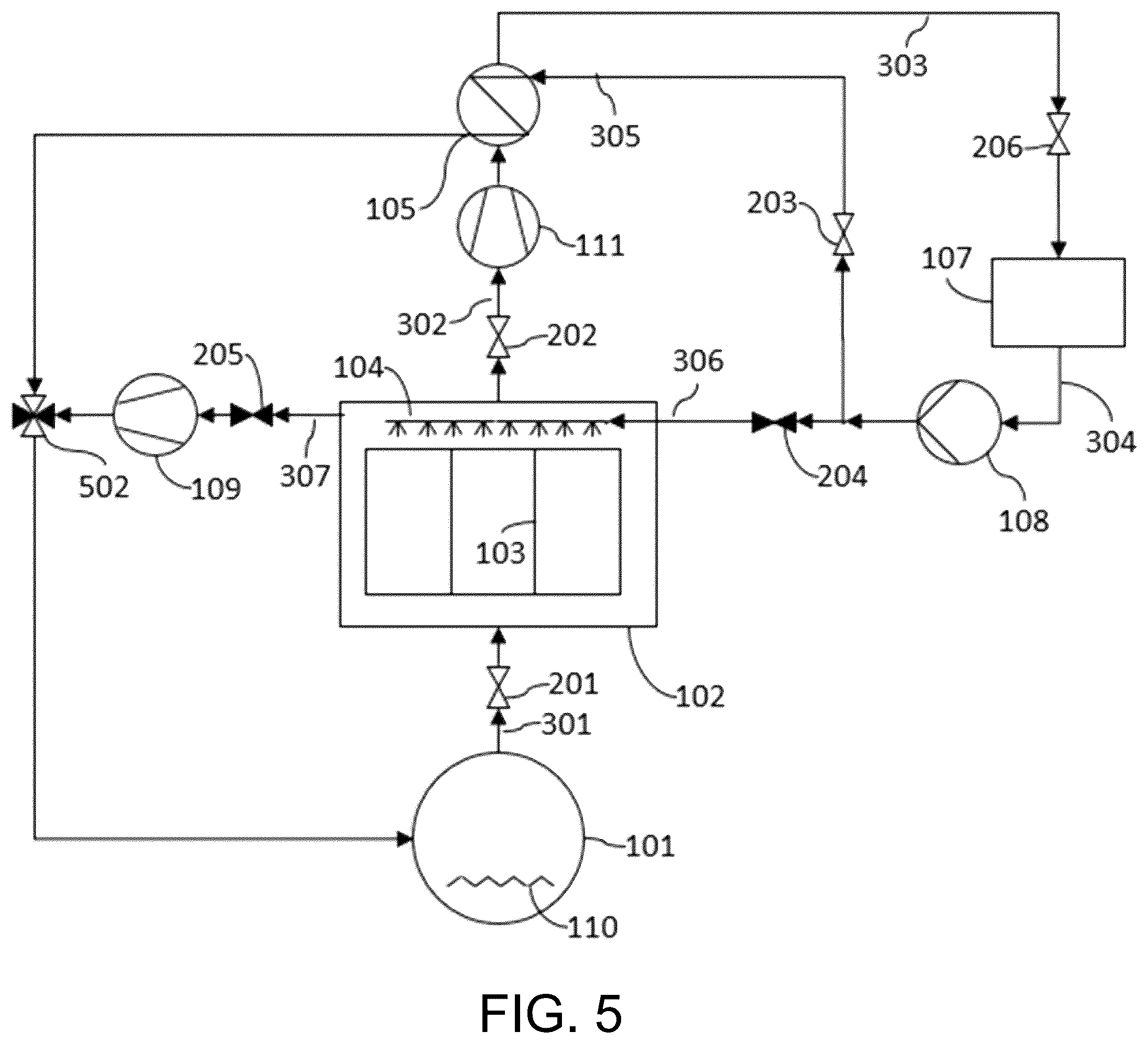 Patent US12134069 Figure 5 – Mechanical vapor re-compressor heat pump for separating CO 2 from water vapor in temperature-vacuum swing adsorption cycles