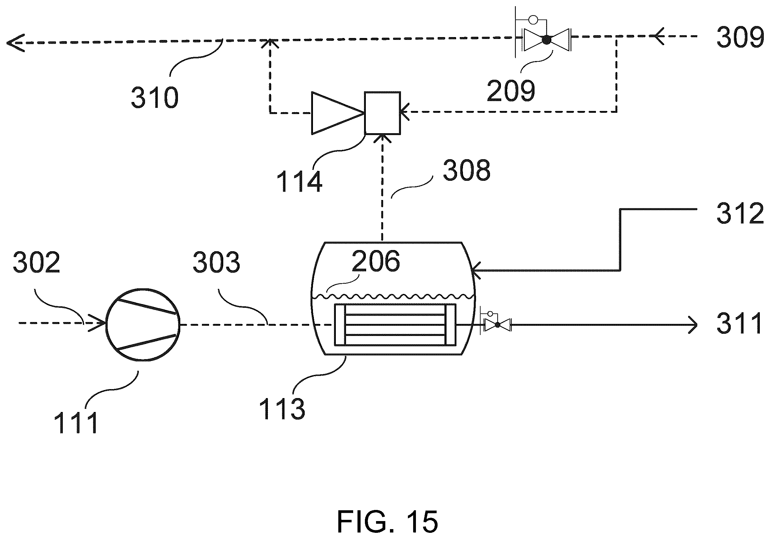Patent US12134069 Figure 15 – Mechanical vapor re-compressor heat pump for separating CO 2 from water vapor in temperature-vacuum swing adsorption cycles