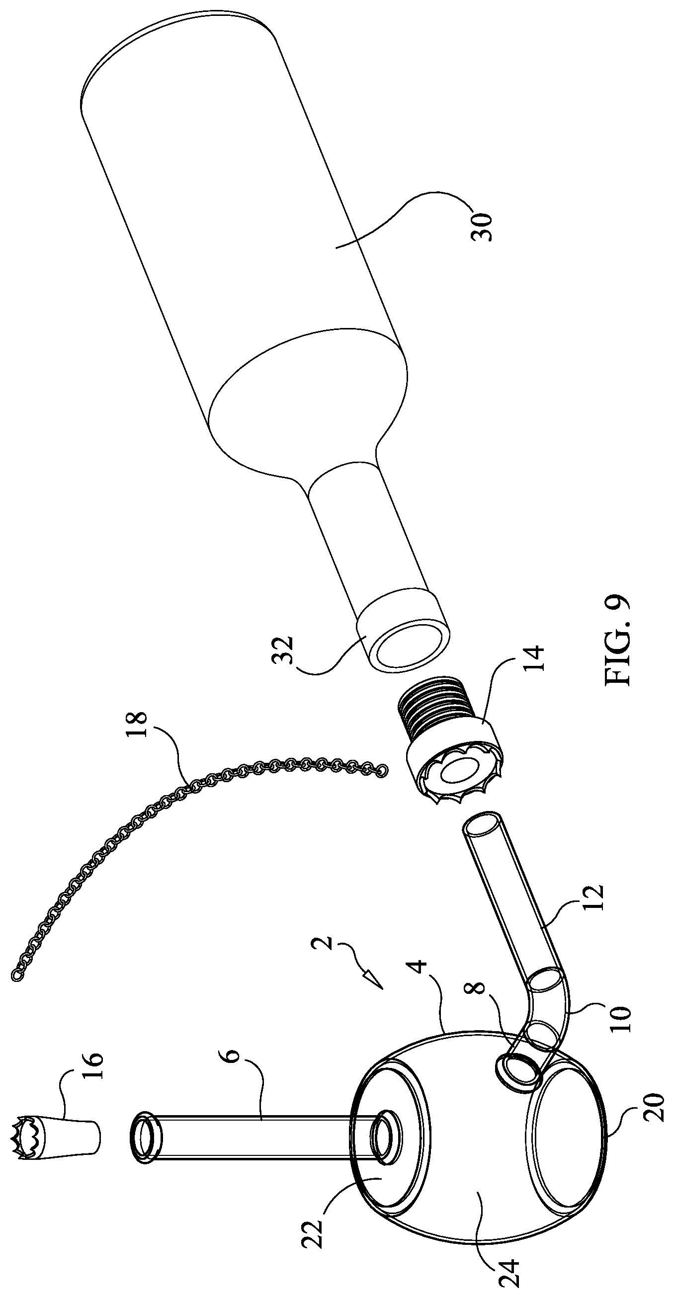 Patent US12134078 Figure 8 – Wine aerator and method of using the wine aerator to aerate wine