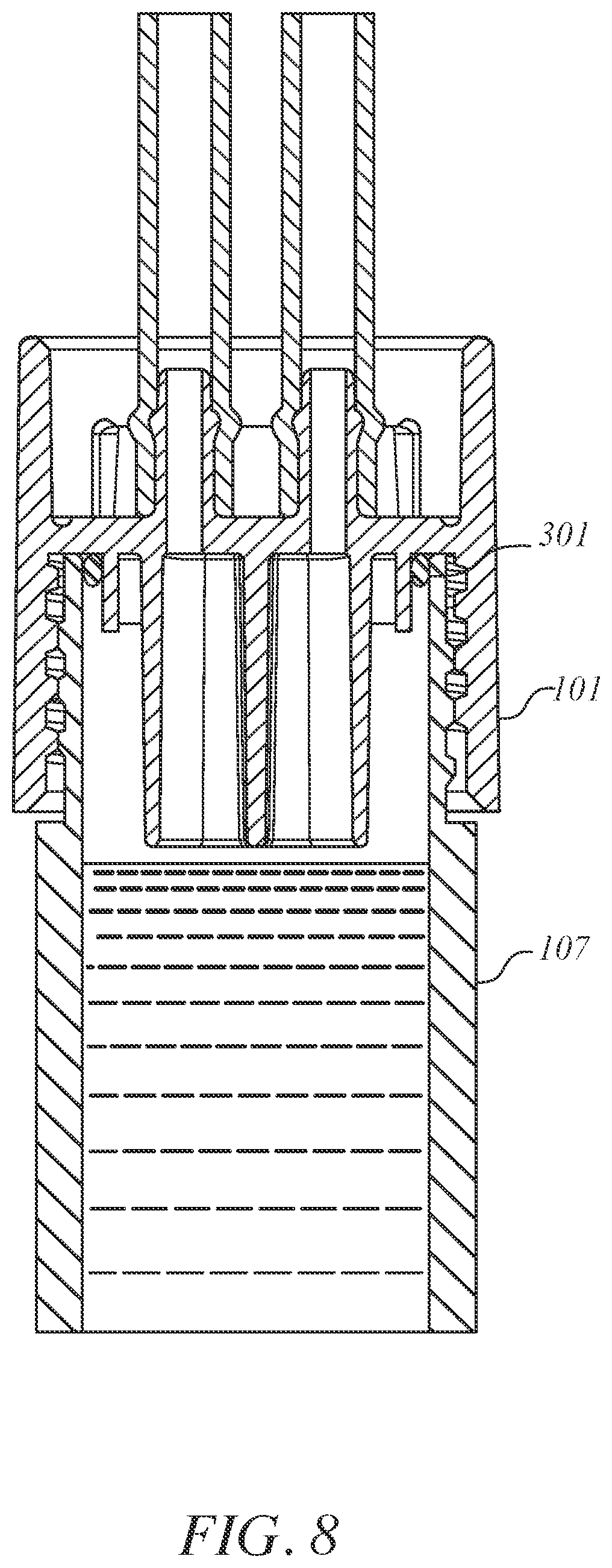 Patent US12134099 Figure 7 – Needle-less access vial and cap for the aseptic sampling and storage of liquids