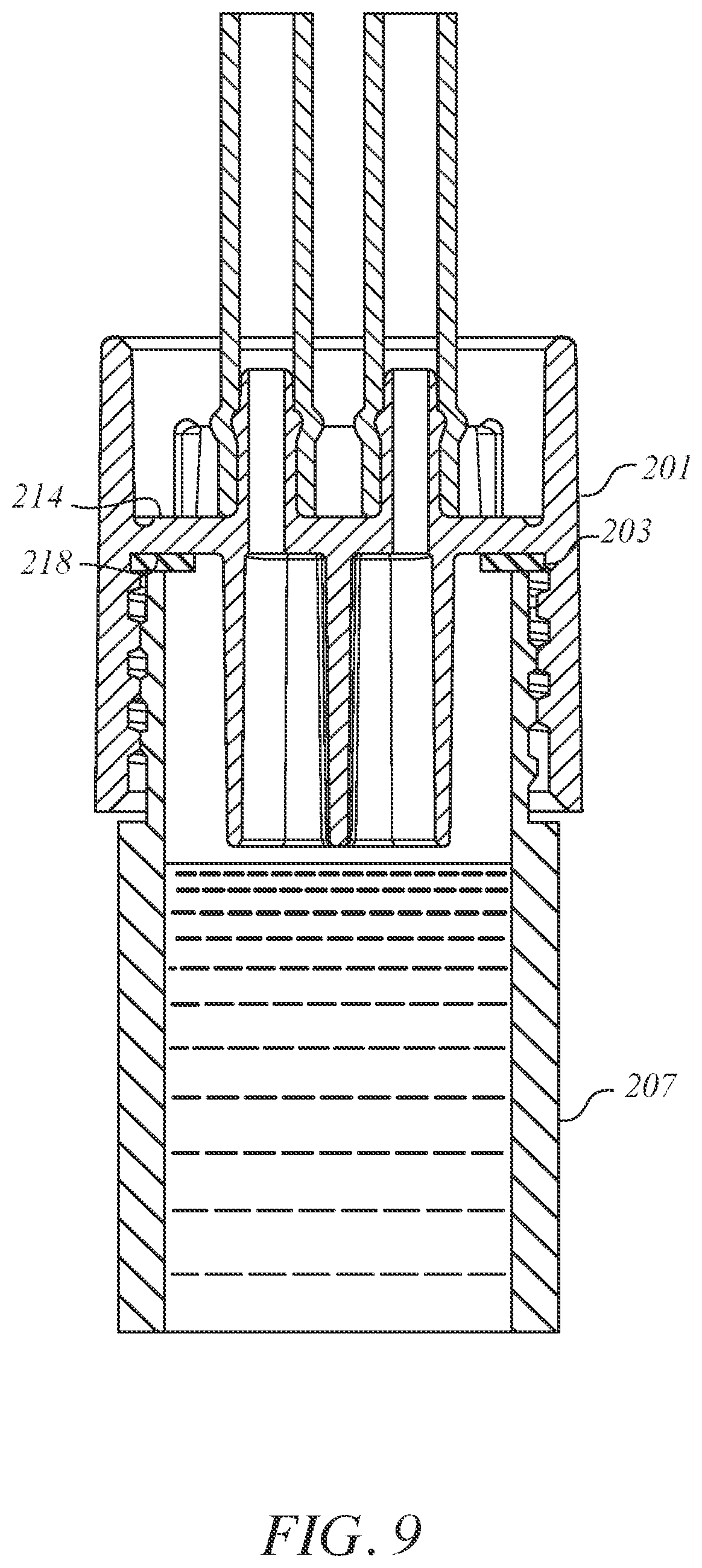 Patent US12134099 Figure 8 – Needle-less access vial and cap for the aseptic sampling and storage of liquids