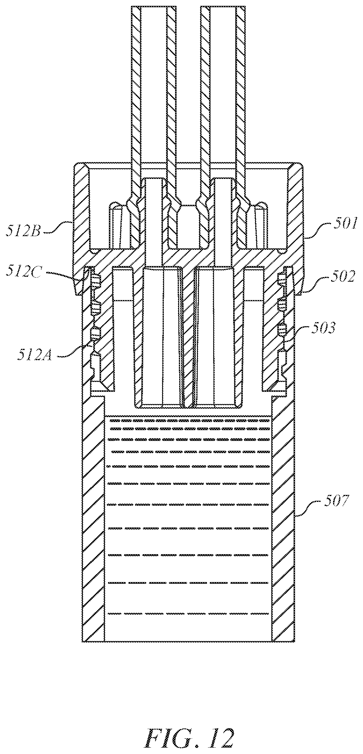 Patent US12134099 Figure 11 – Needle-less access vial and cap for the aseptic sampling and storage of liquids