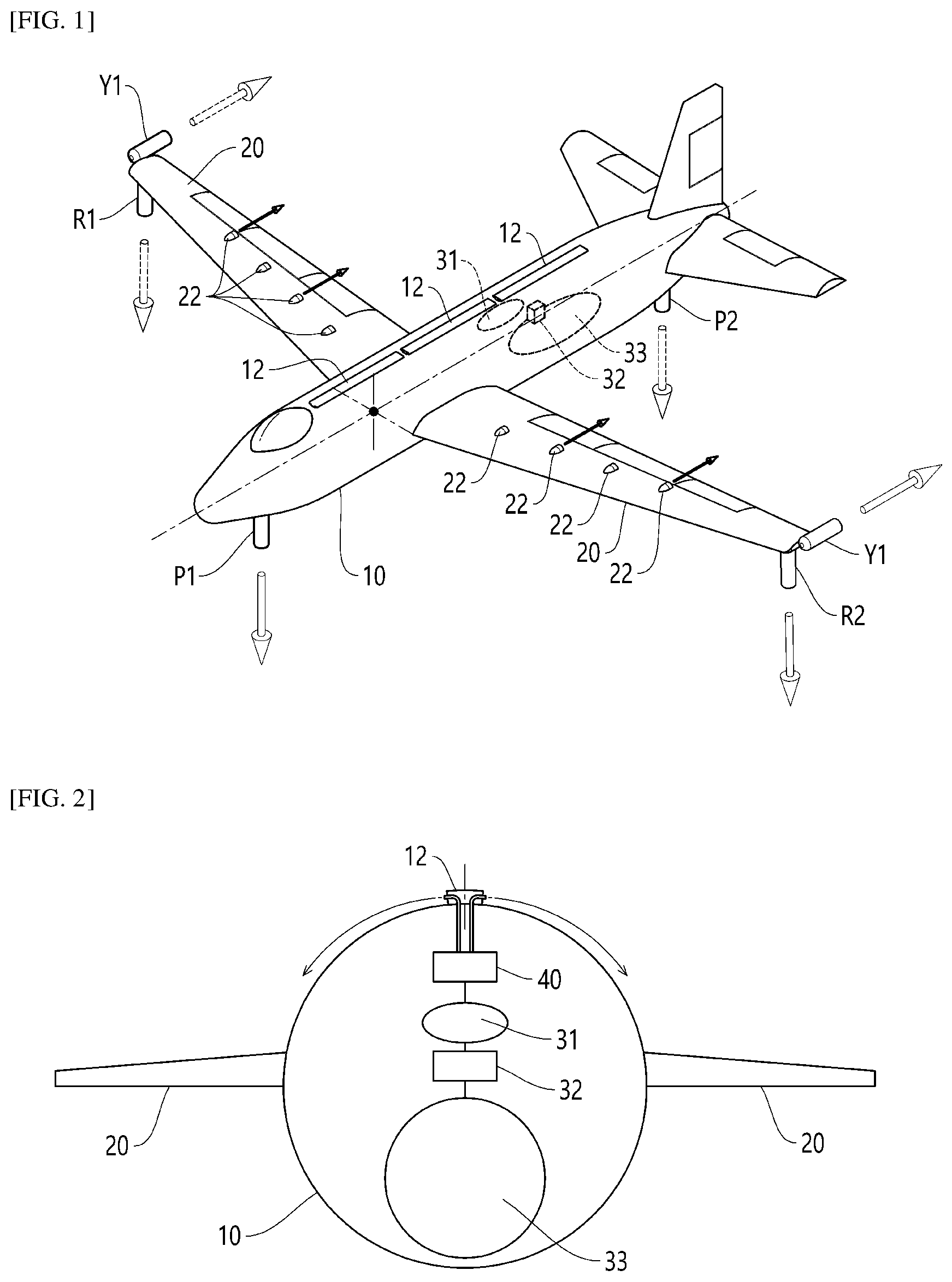 Patent US12134102 Figure 1 – Aircraft controlled by compressed air