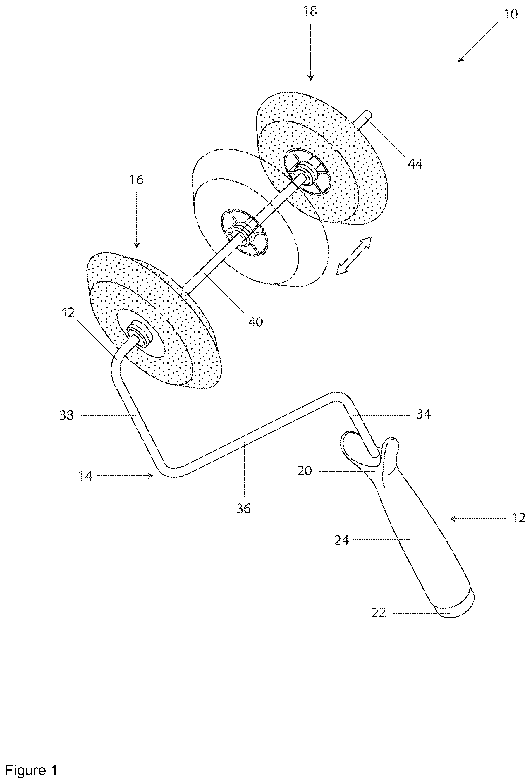 Patent US12134106 Figure 1 – Liquid applicator apparatus and associated method of using the same