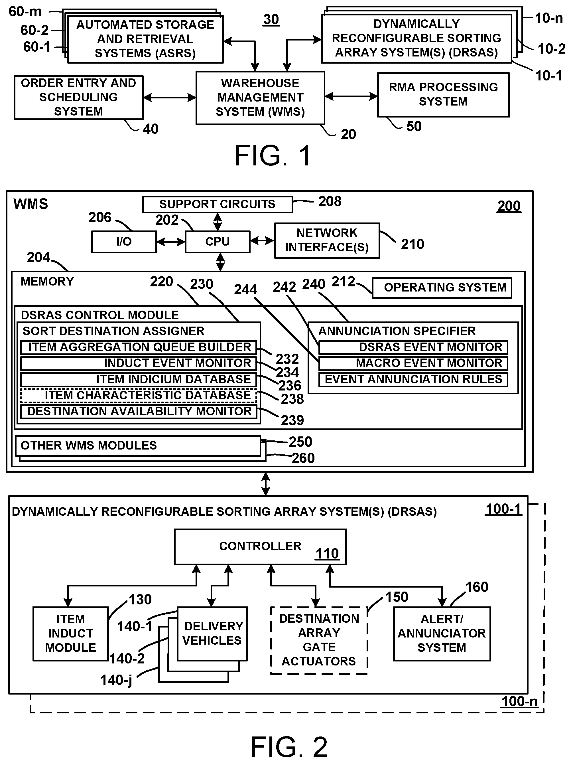 Patent US12134110 Figure 1 – Material handling apparatus and method for automatic and manual sorting of items using a dynamically configurable sorting array
