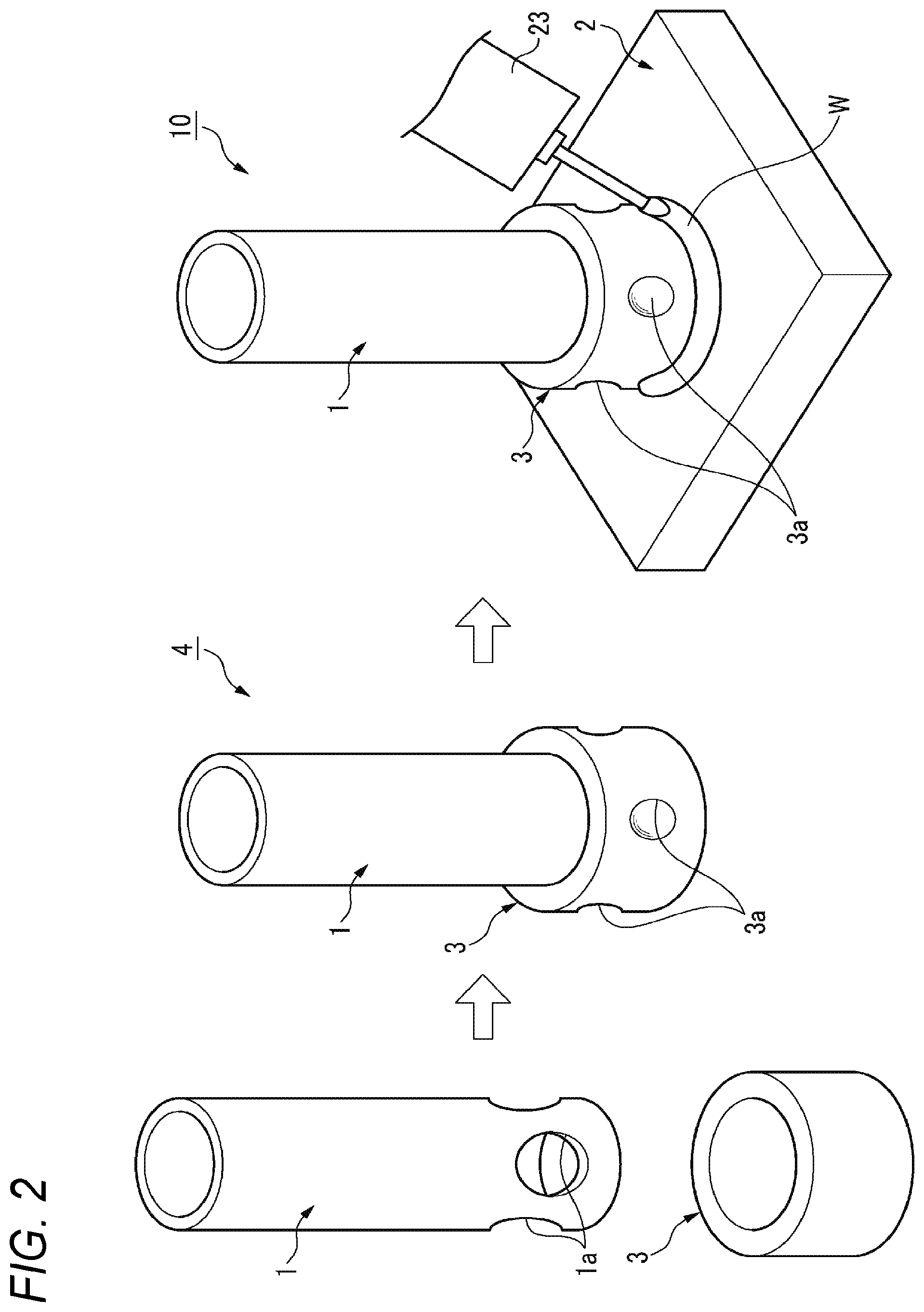 Patent US12134117 Figure 2 – Coupling device for tubular member, different-material joining method using same, and manufacturing method for tubular member equipped with different-material-joining auxiliary member