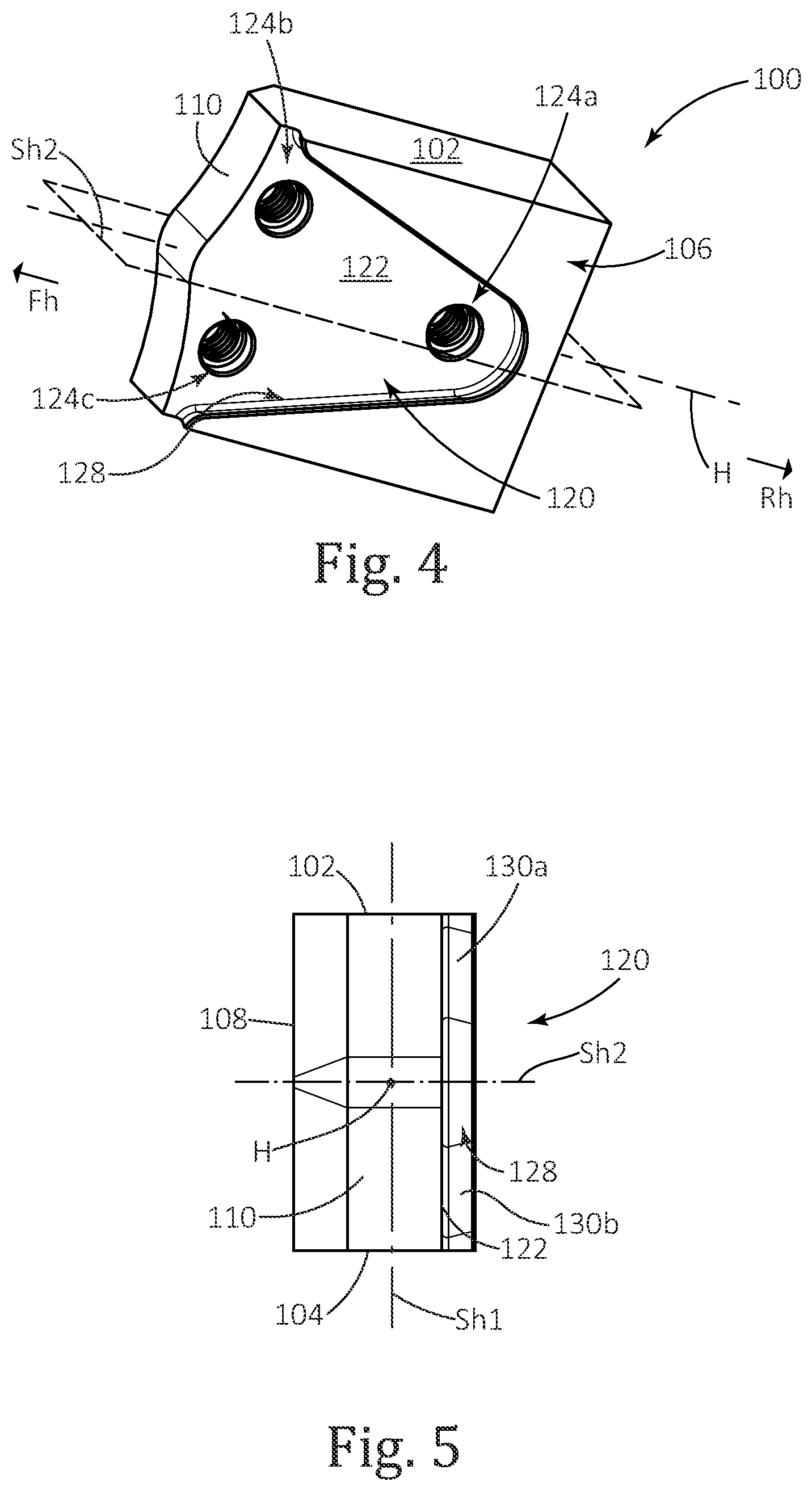 Patent US12134135 Figure 3 – Symmetric cutting tool including cutting blade and tool holder provided with converging abutment surfaces