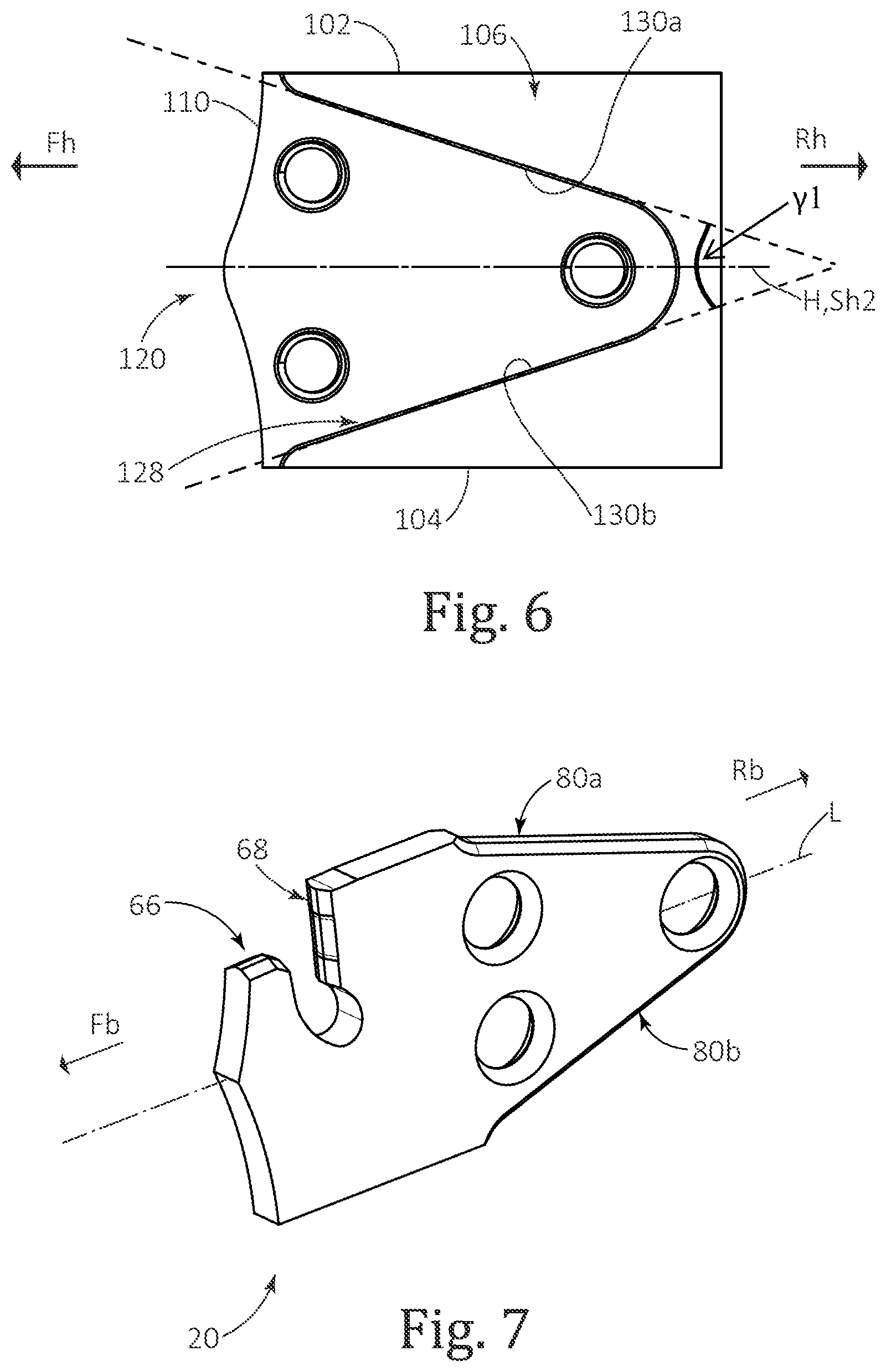 Patent US12134135 Figure 4 – Symmetric cutting tool including cutting blade and tool holder provided with converging abutment surfaces