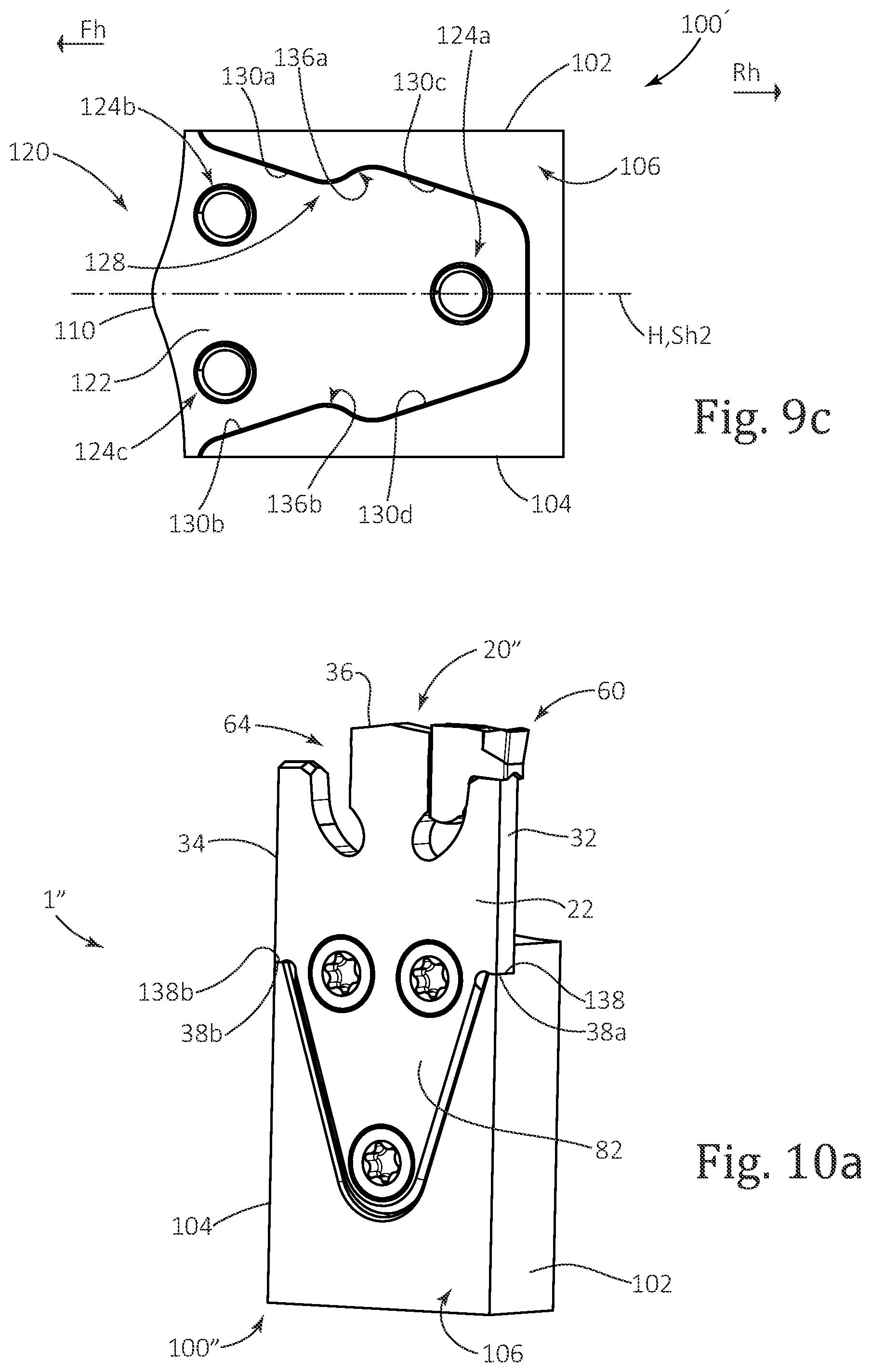 Patent US12134135 Figure 7 – Symmetric cutting tool including cutting blade and tool holder provided with converging abutment surfaces
