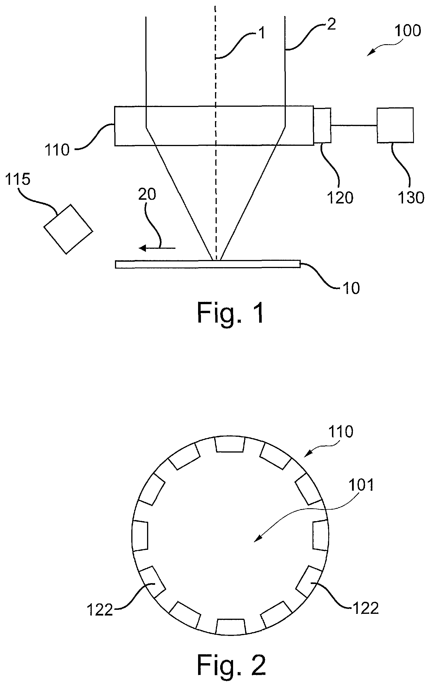Patent US12134139 Figure 1 – Device for a laser working system, laser working system having same, and method for setting a focal position of an optical element