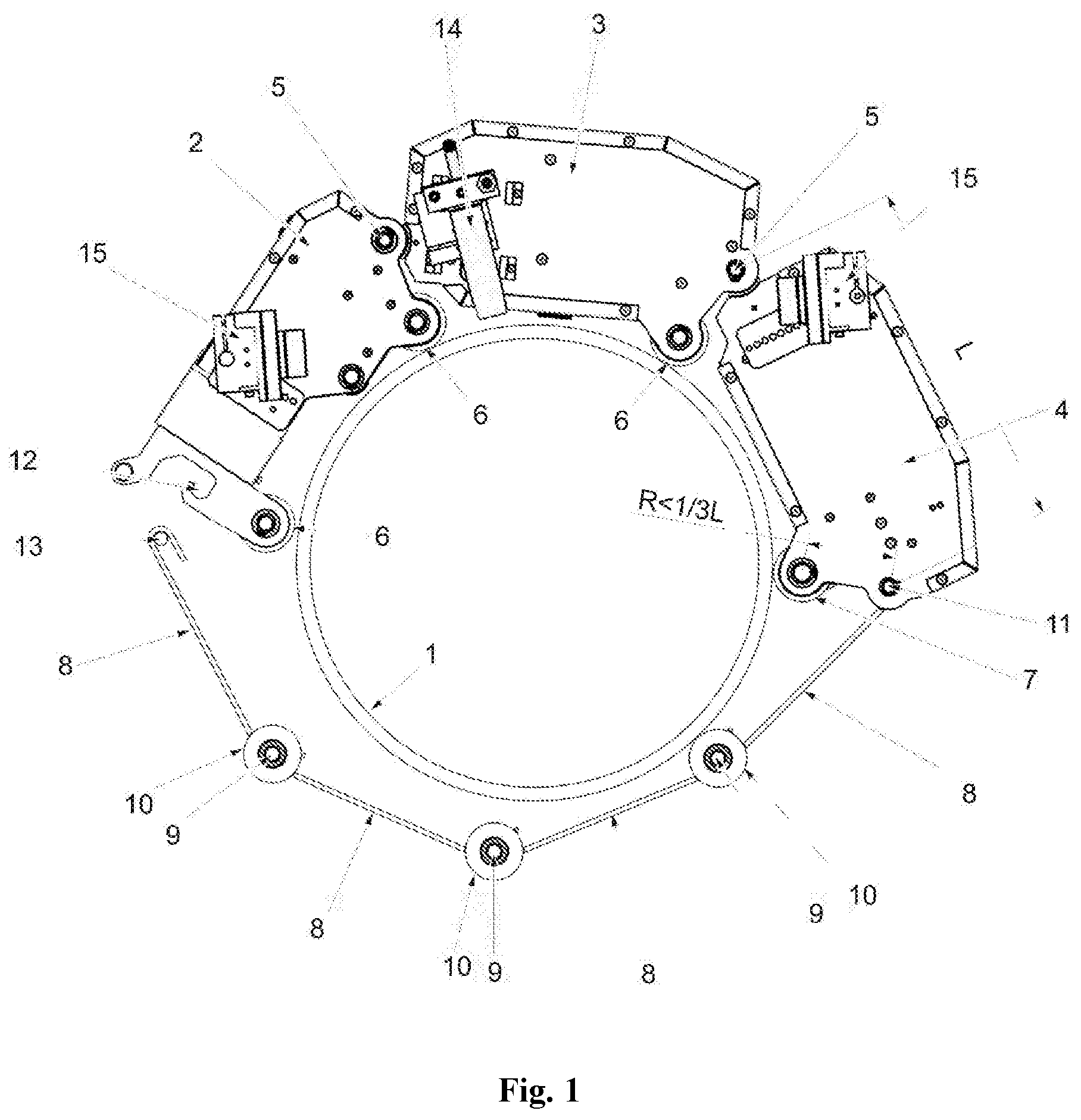 Patent US12134149 Figure 1 – Device for the orbital processing of non-rotating joints and pipe ends