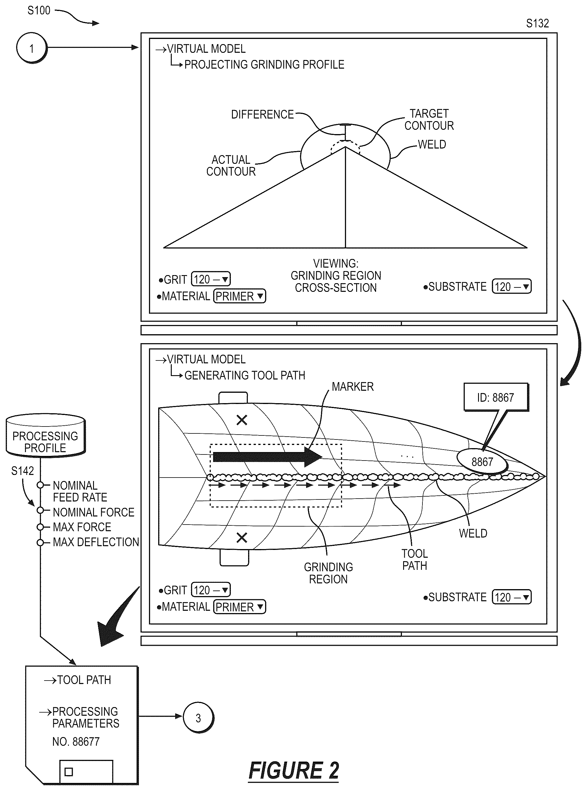 Patent US12134166 Figure 2 – System and method for autonomously grinding a workpiece