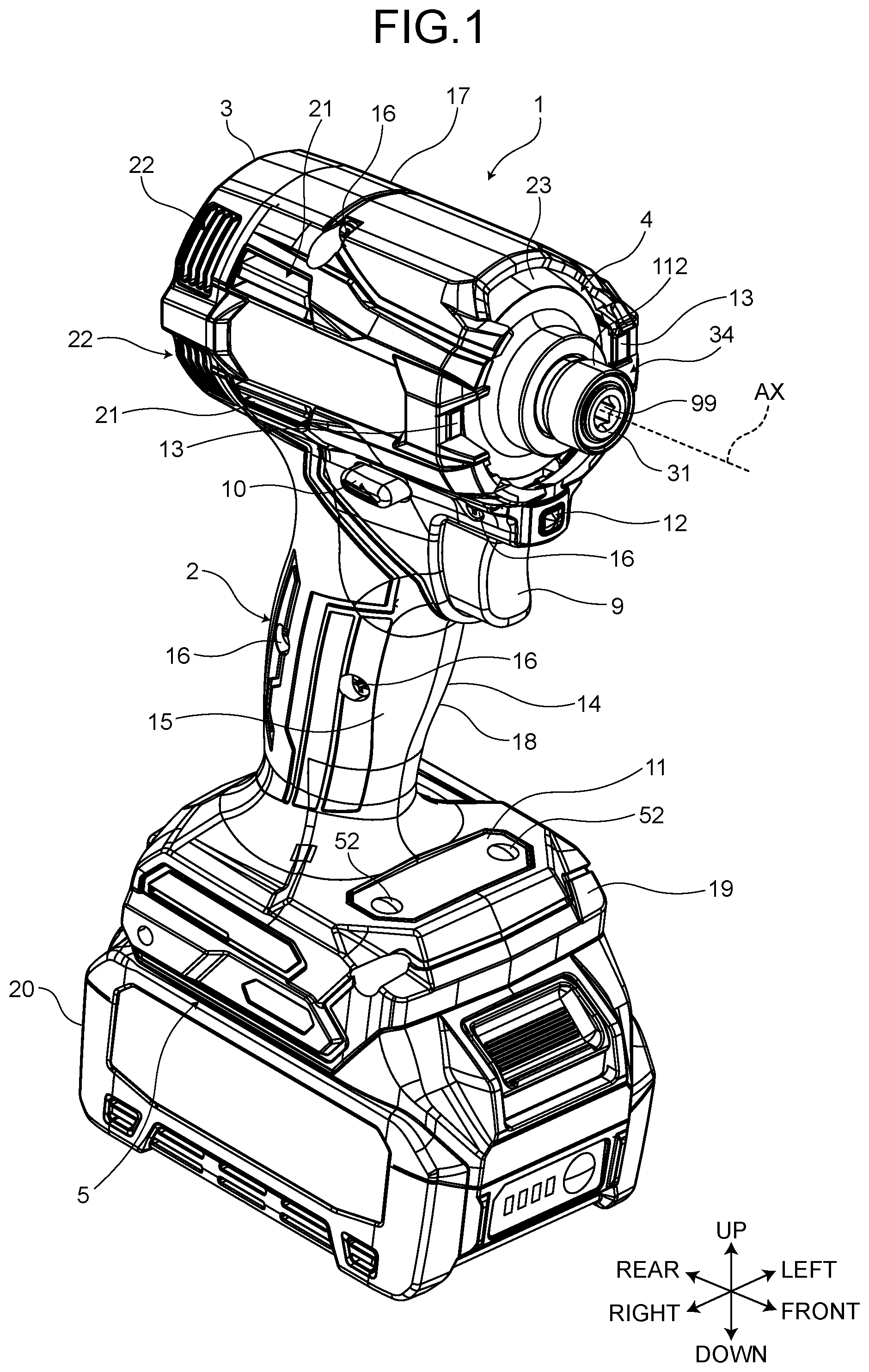 Patent US12134170 Figure 1 – Impact tool