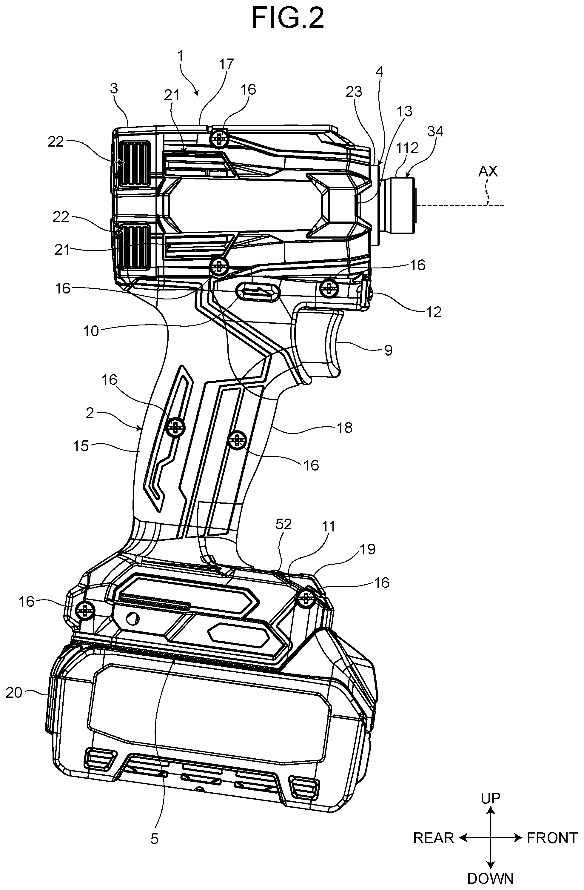 Patent US12134170 Figure 2 – Impact tool