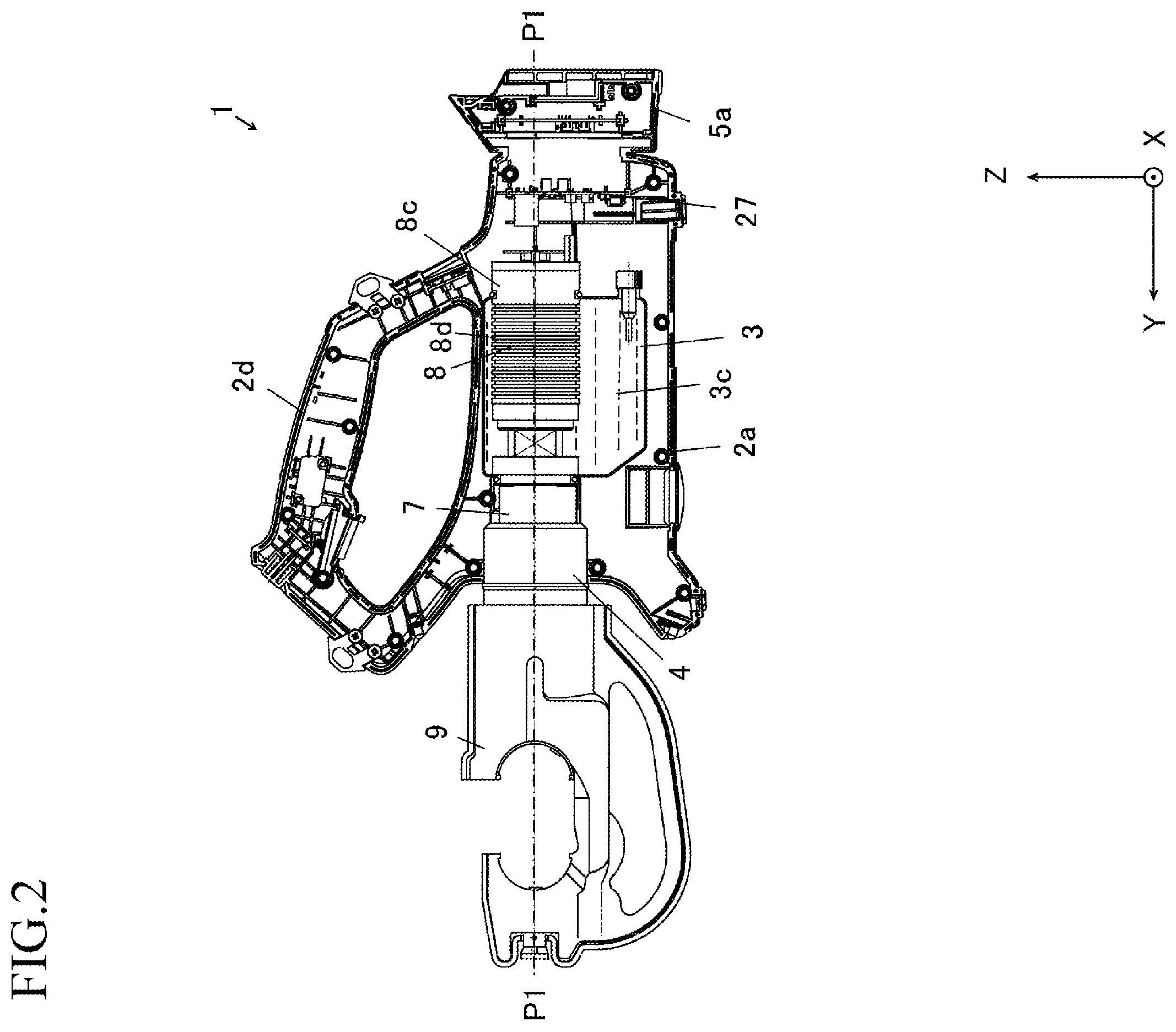 Patent US12134176 Figure 2 – Electric tool