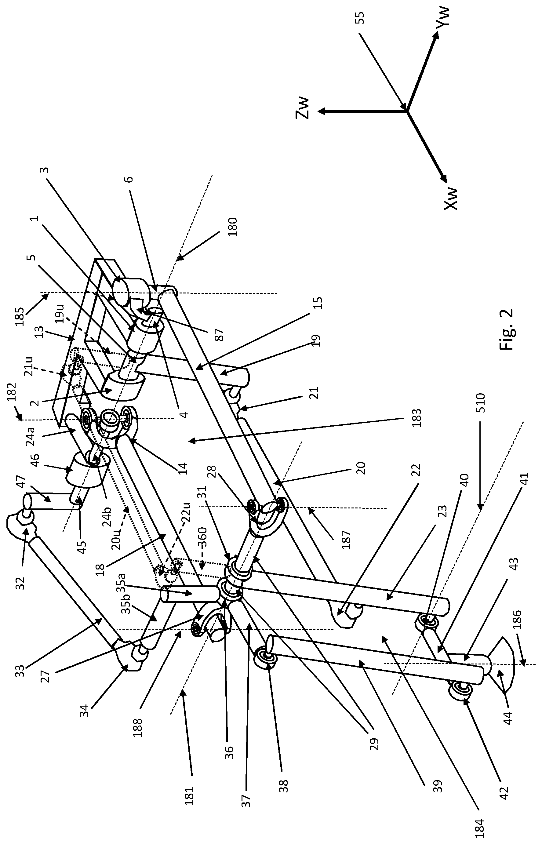 Patent US12134187 Figure 2 – Agile robot arm for positioning a tool with controlled orientation