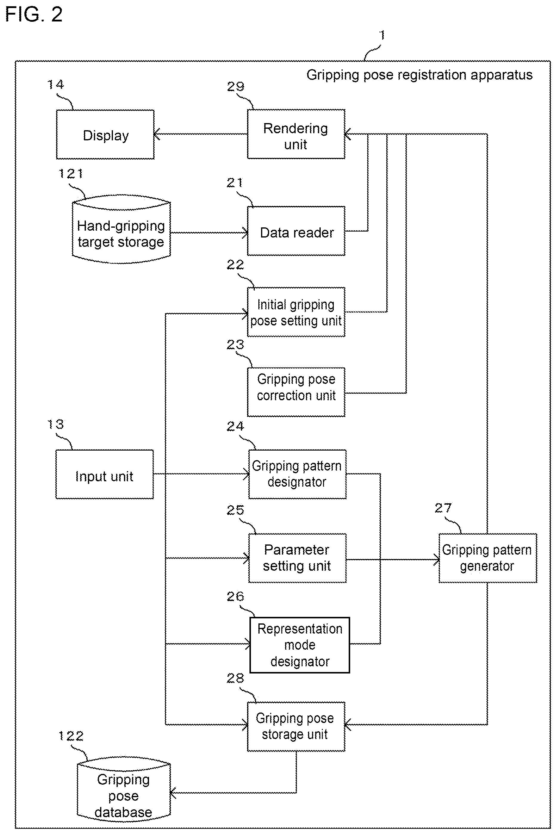 Patent US12134190 Figure 2 – Grasping position and orientation registration device, grasping position and orientation registration method, and program