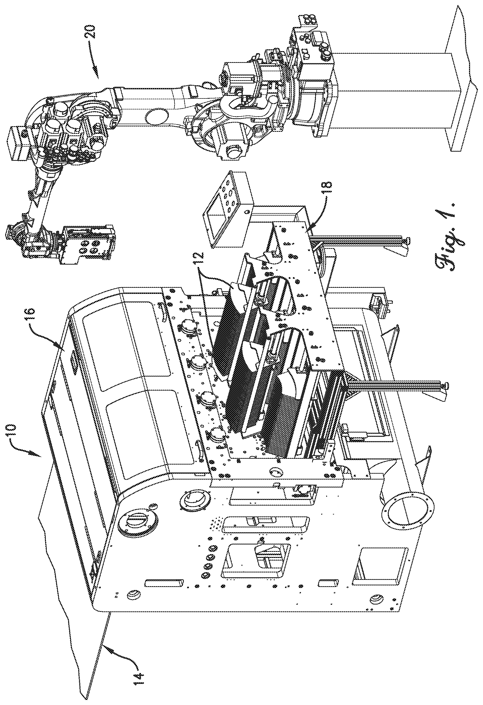 Patent US12134205 Figure 1 – Smart die output lane assembly